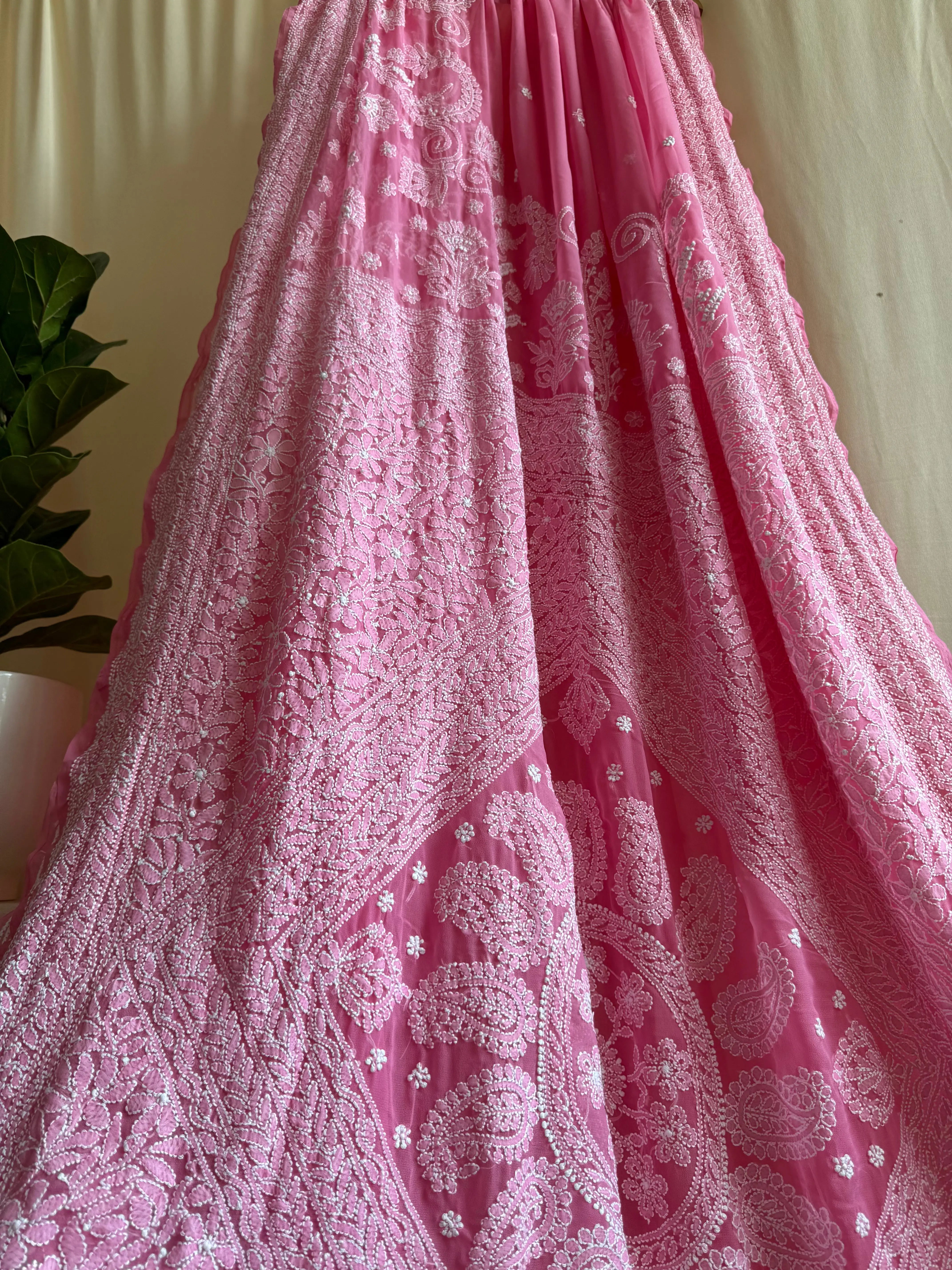 Georgette Chikankari saree in Pink ARIAA CHIKANKARI 