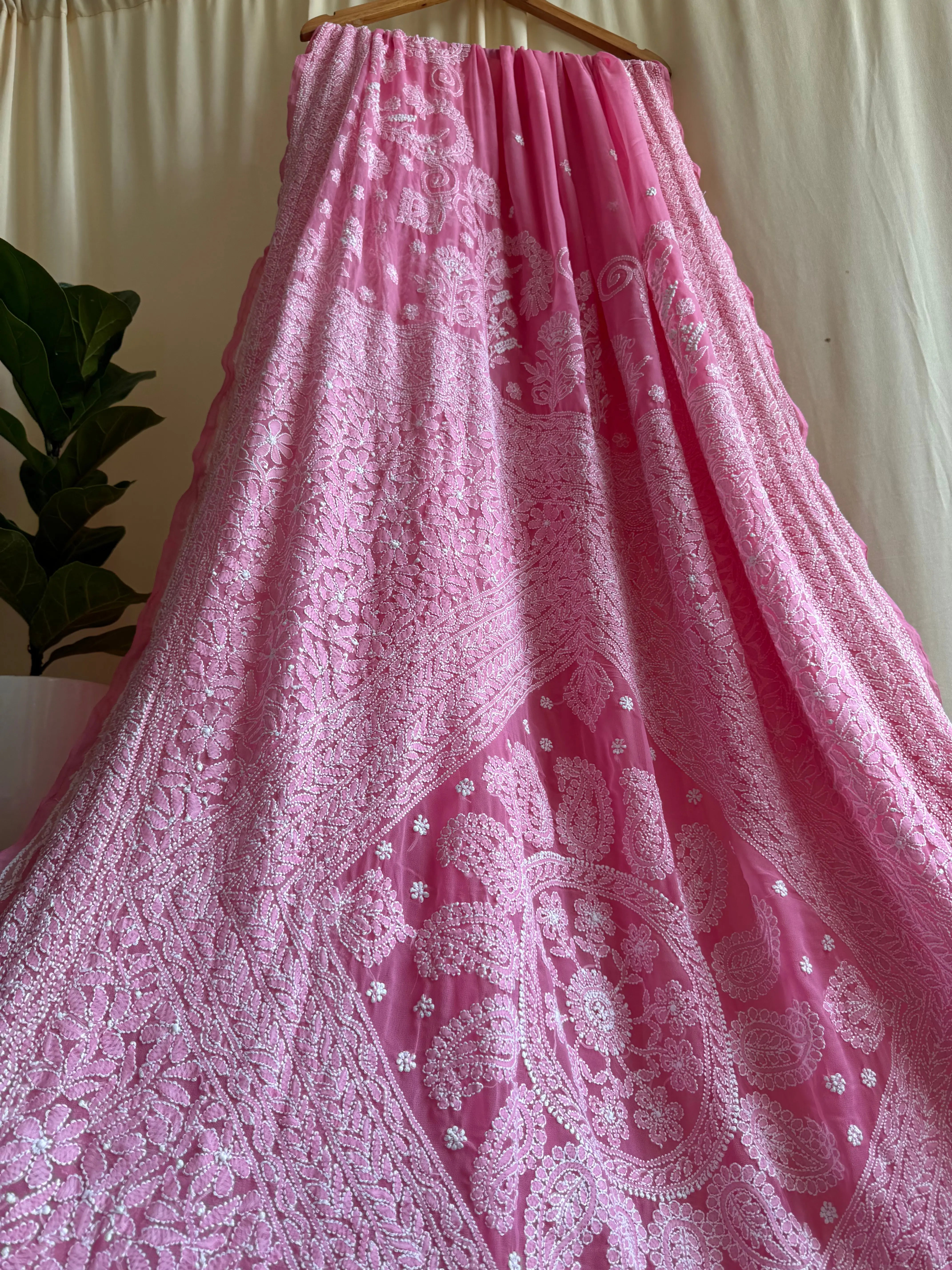 Georgette Chikankari saree in Pink ARIAA CHIKANKARI 