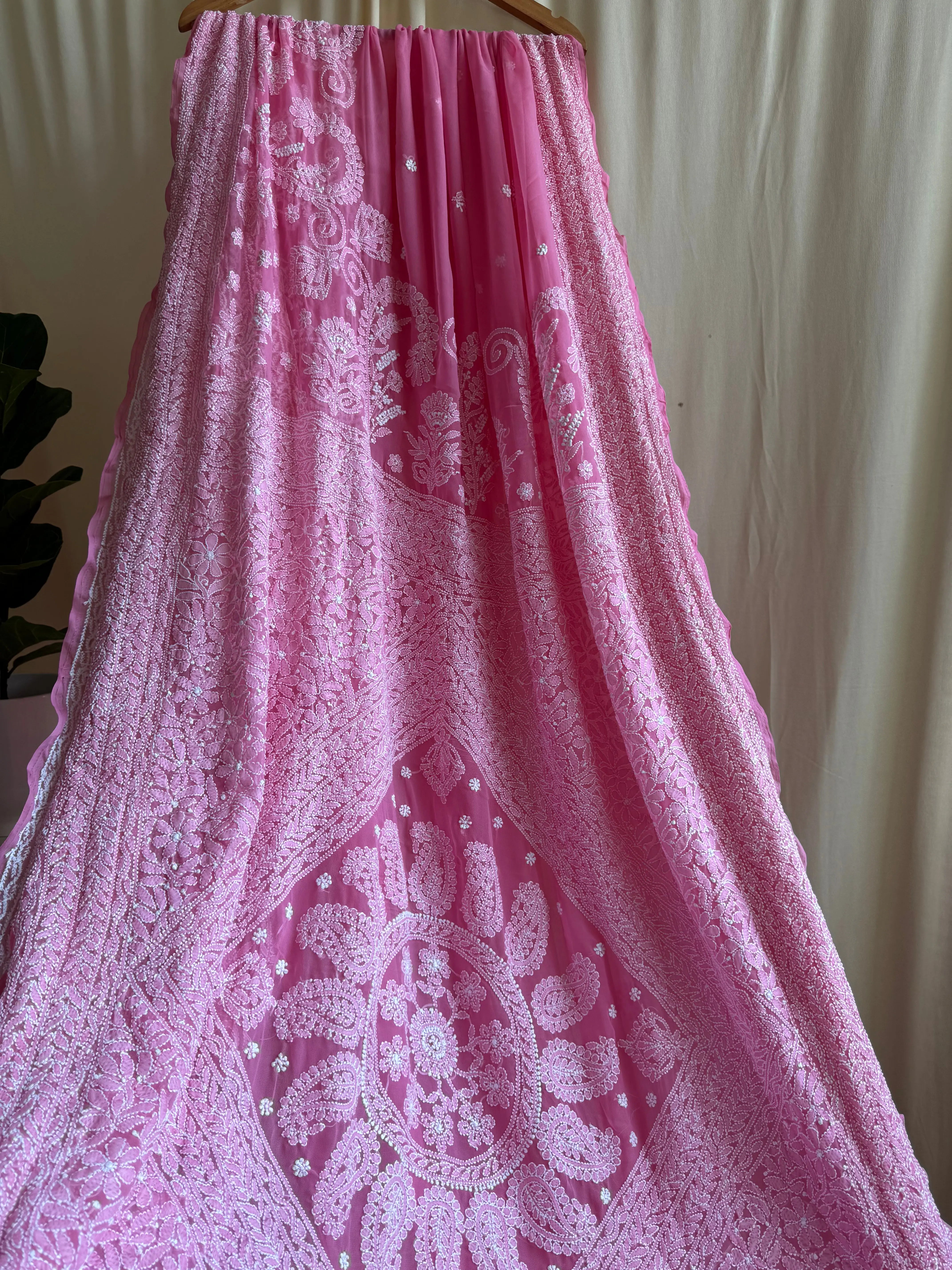 Georgette Chikankari saree in Pink ARIAA CHIKANKARI 