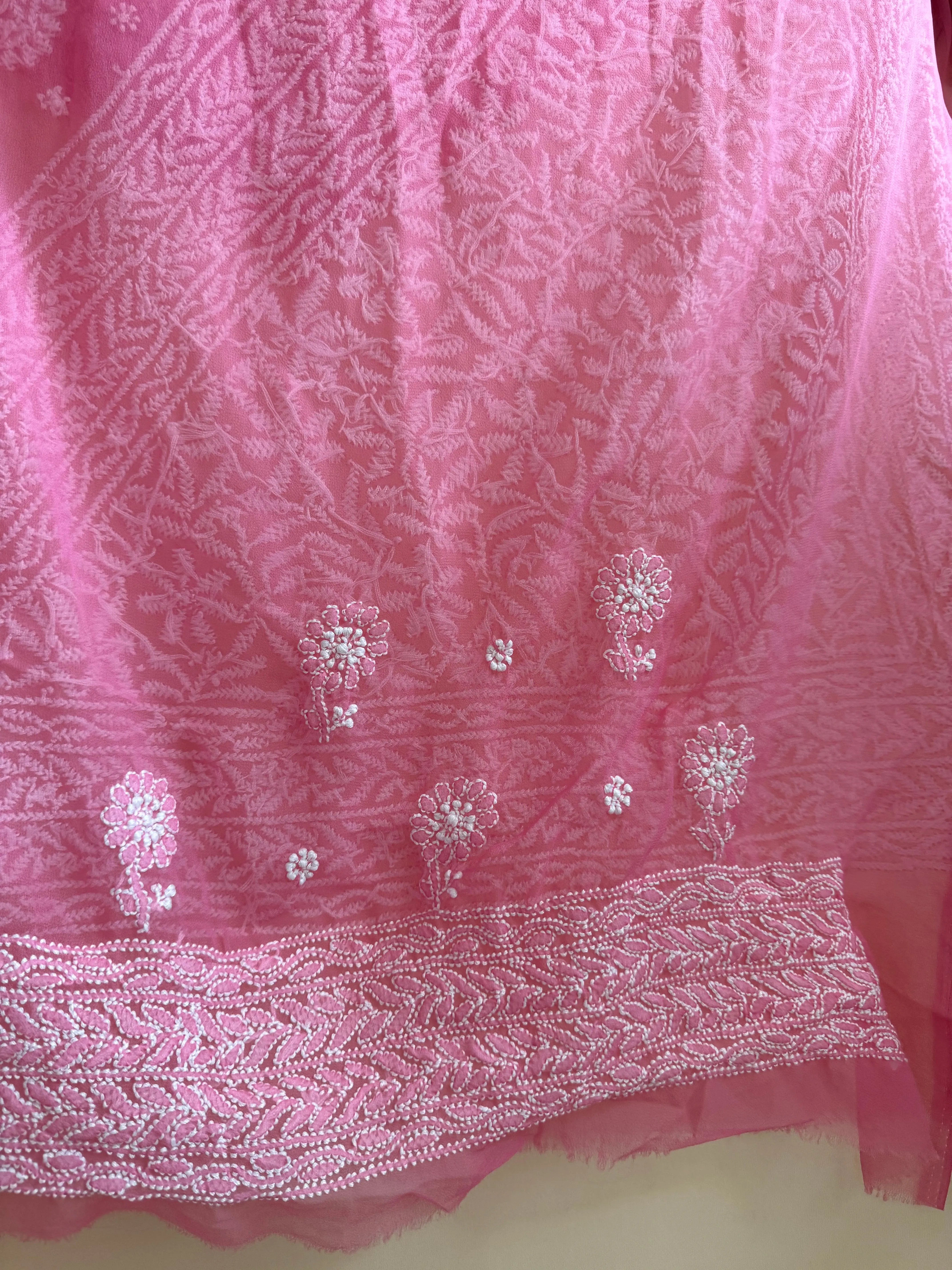 Georgette Chikankari saree in Pink ARIAA CHIKANKARI 