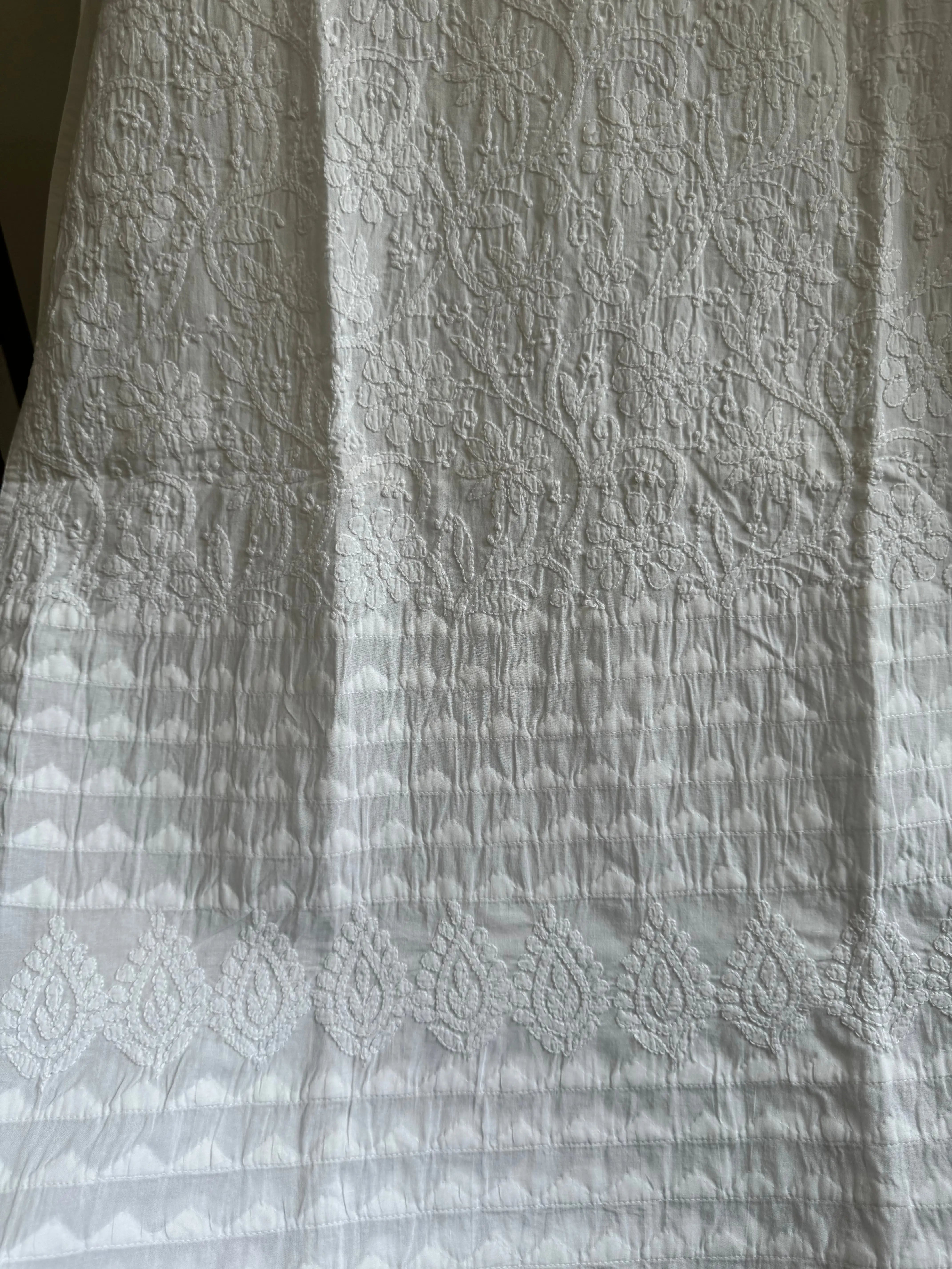 Cotton white Chikankari Kurti - ARIAA CHIKANKARI