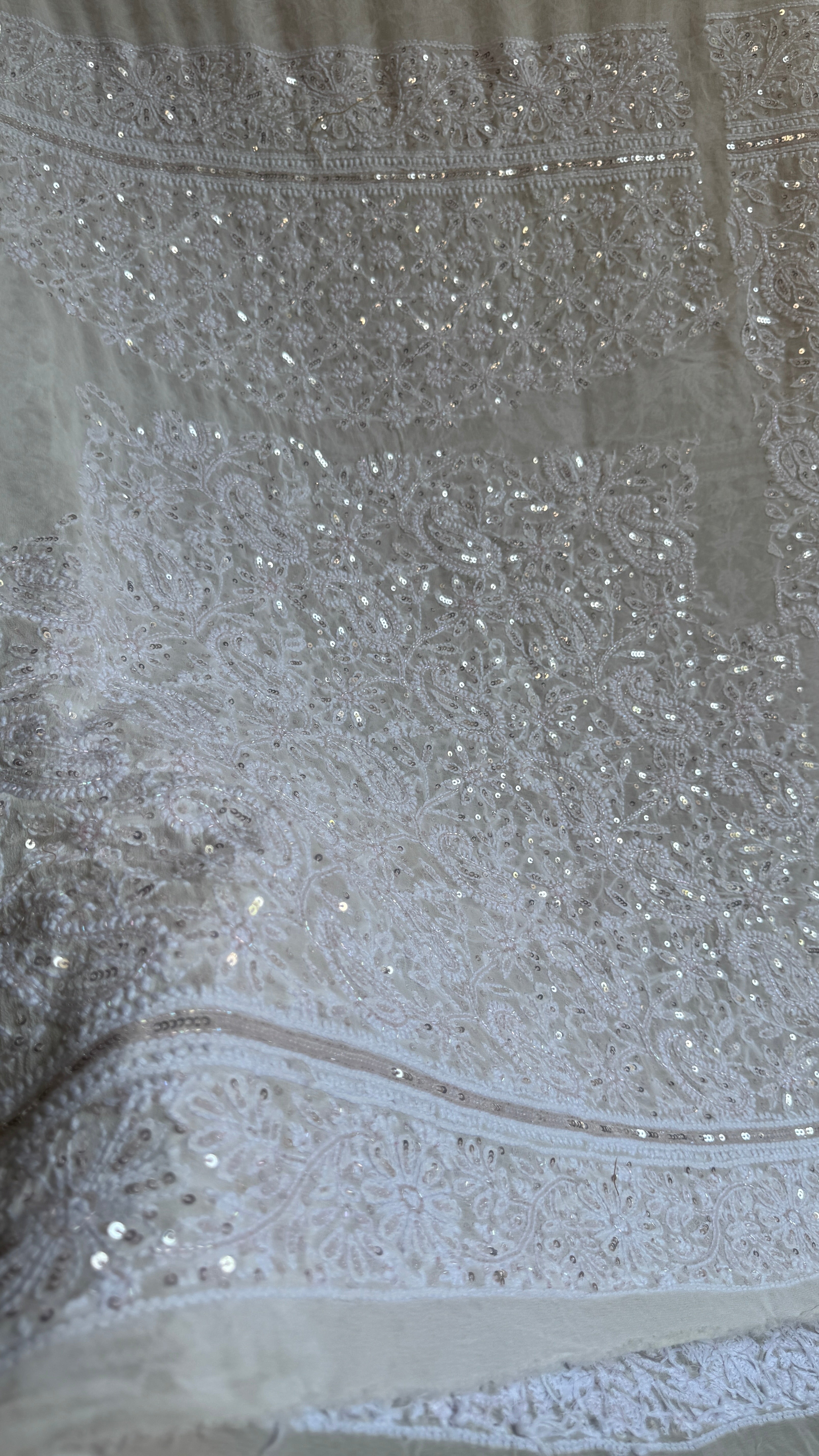 ROOH Bridal Pure Georgette Chikankari Lehenga with Sequins & cutdana Handwork