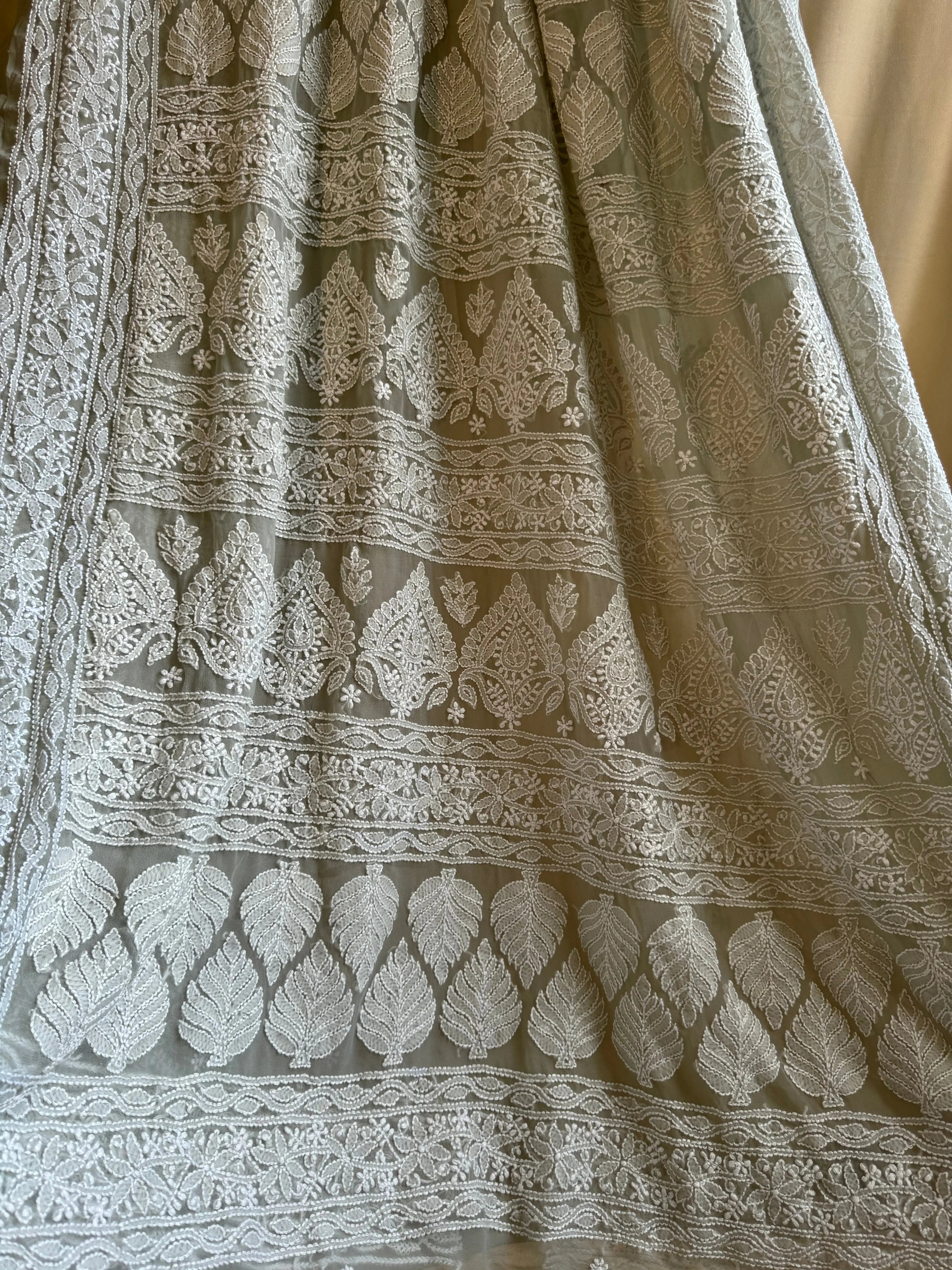 Georgette Chikankari saree in Grey ARIAA CHIKANKARI 