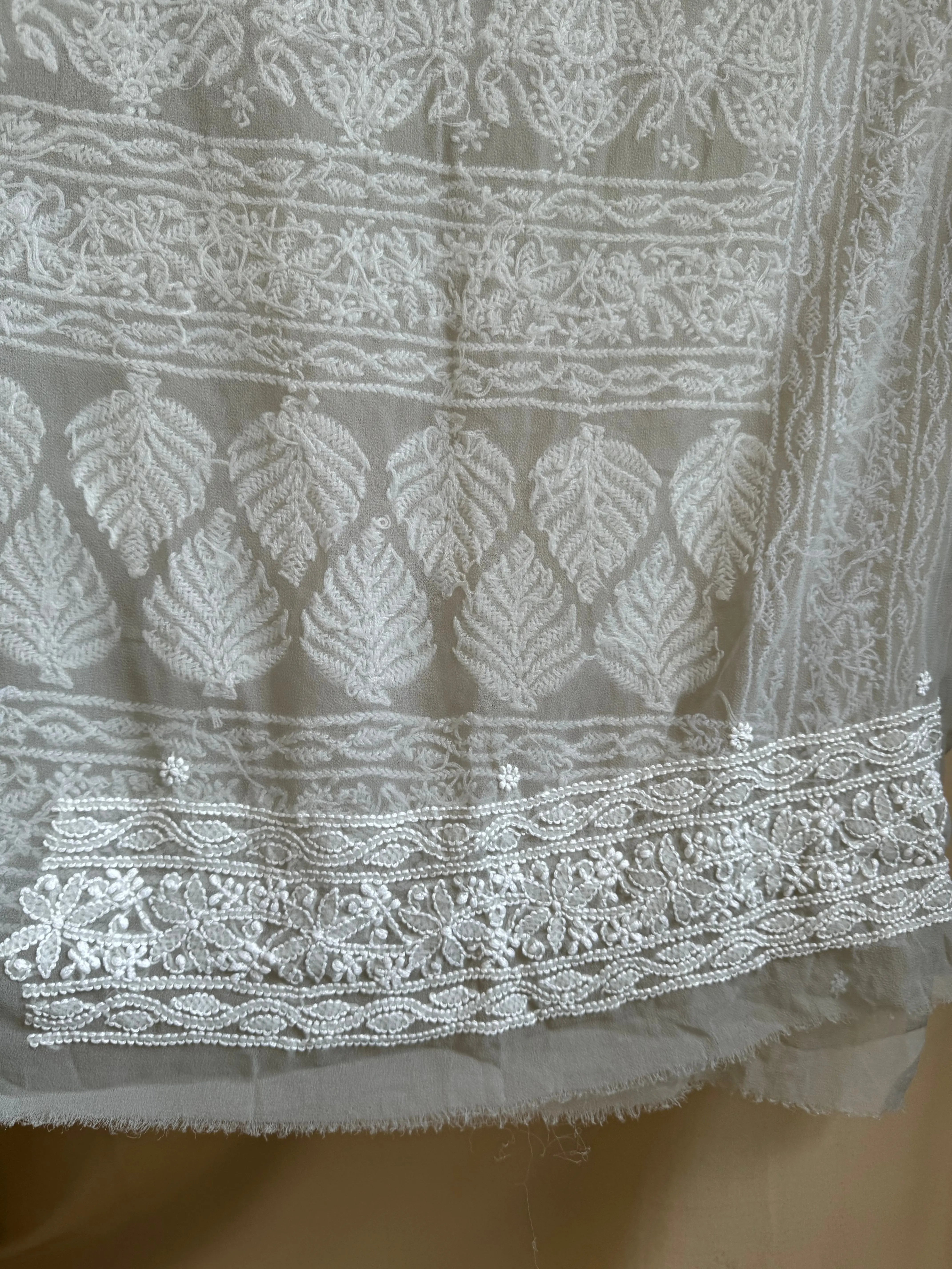 Georgette Chikankari saree in Grey ARIAA CHIKANKARI 