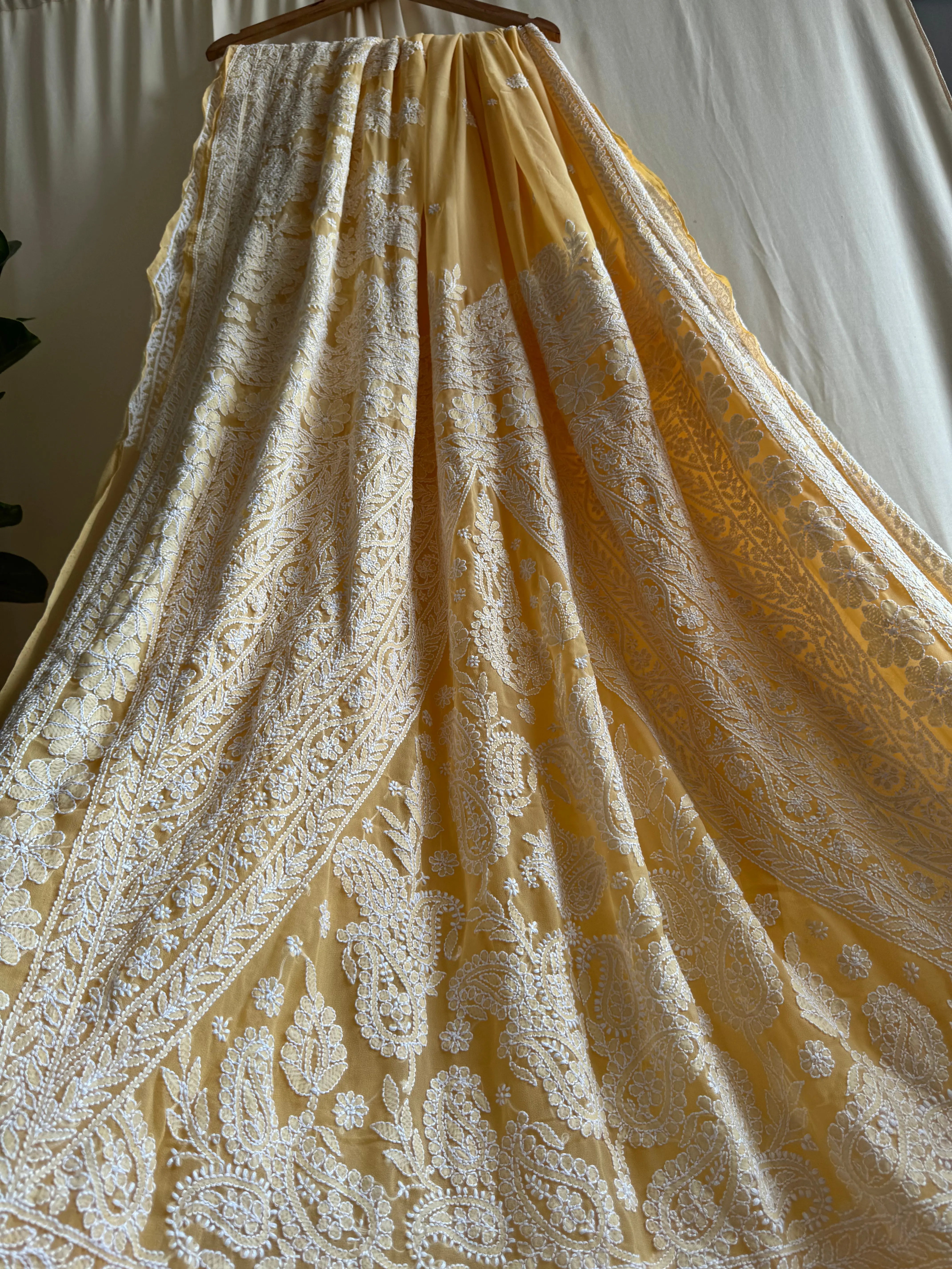 Georgette Chikankari saree in Beige ARIAA CHIKANKARI 