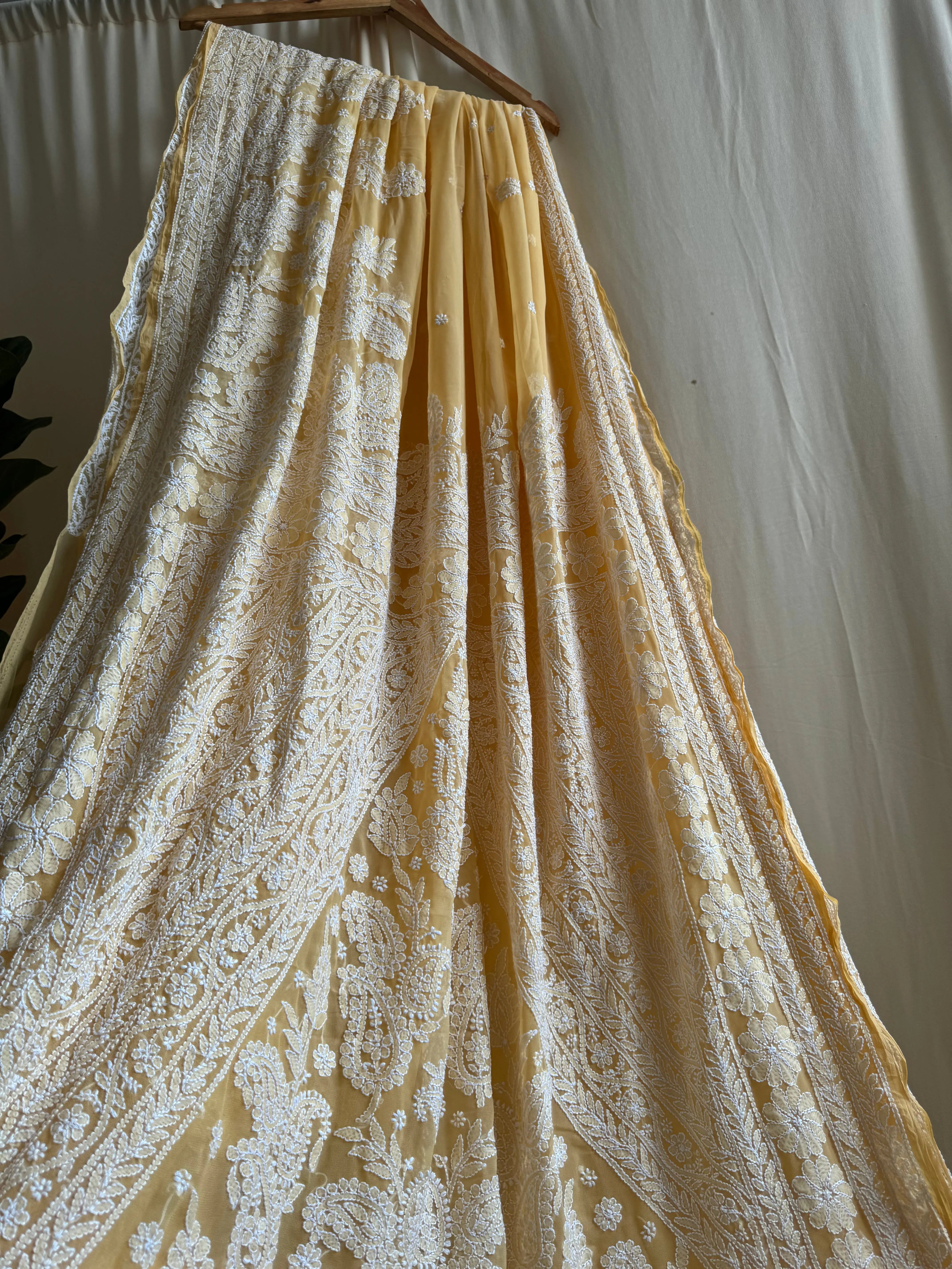 Georgette Chikankari saree in Beige ARIAA CHIKANKARI 