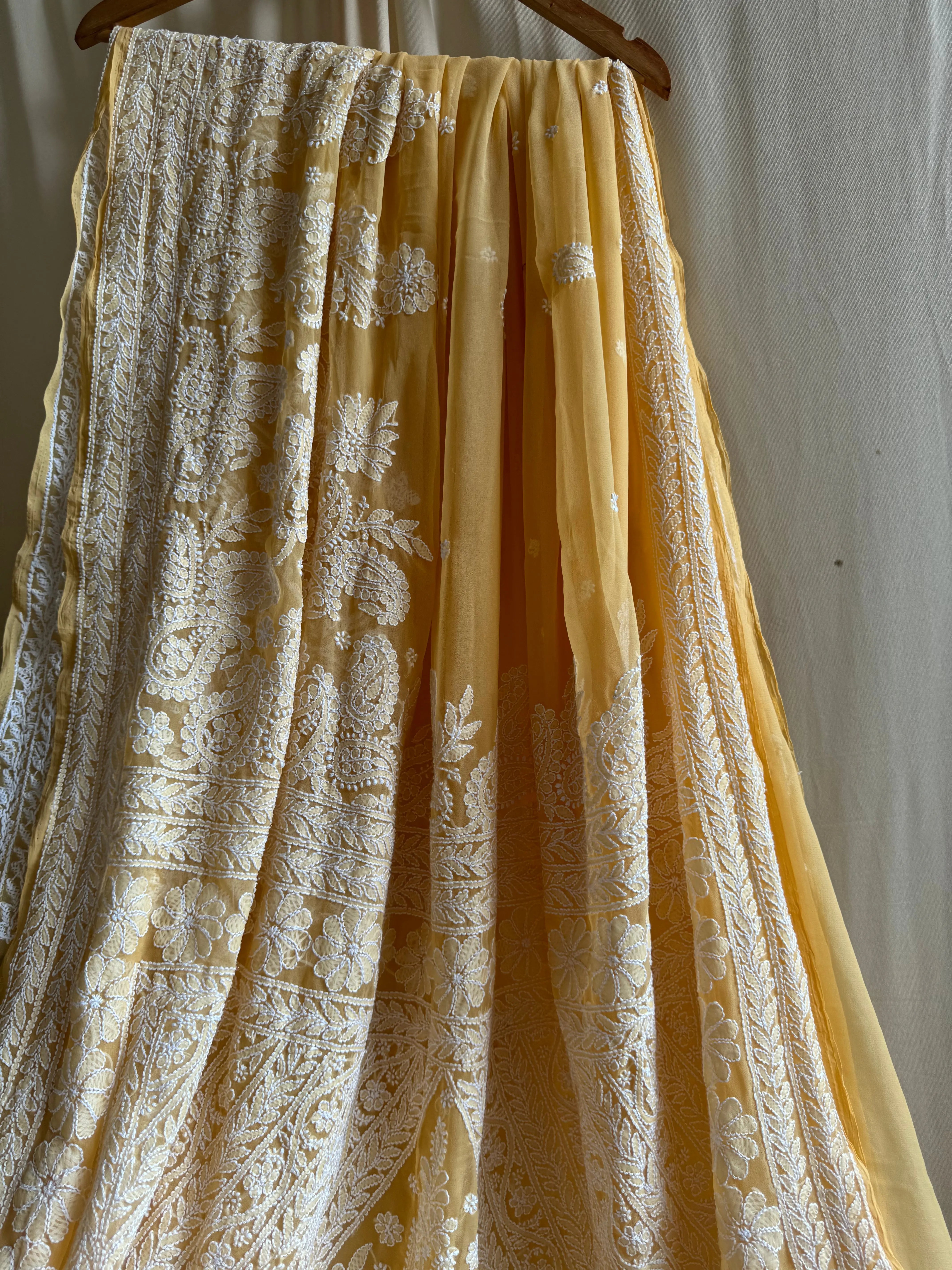 Georgette Chikankari saree in Beige ARIAA CHIKANKARI 