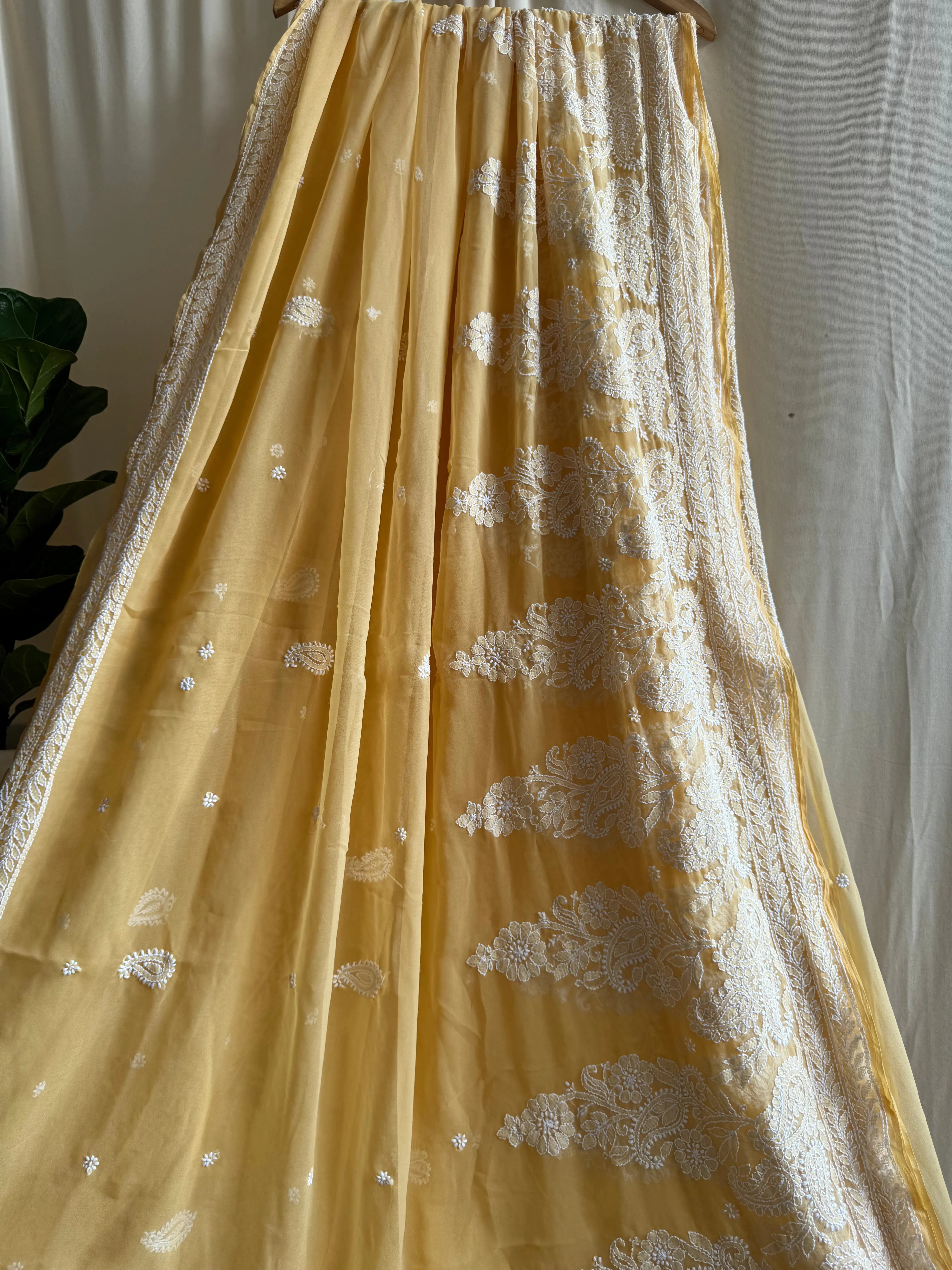 Georgette Chikankari saree in Beige ARIAA CHIKANKARI 