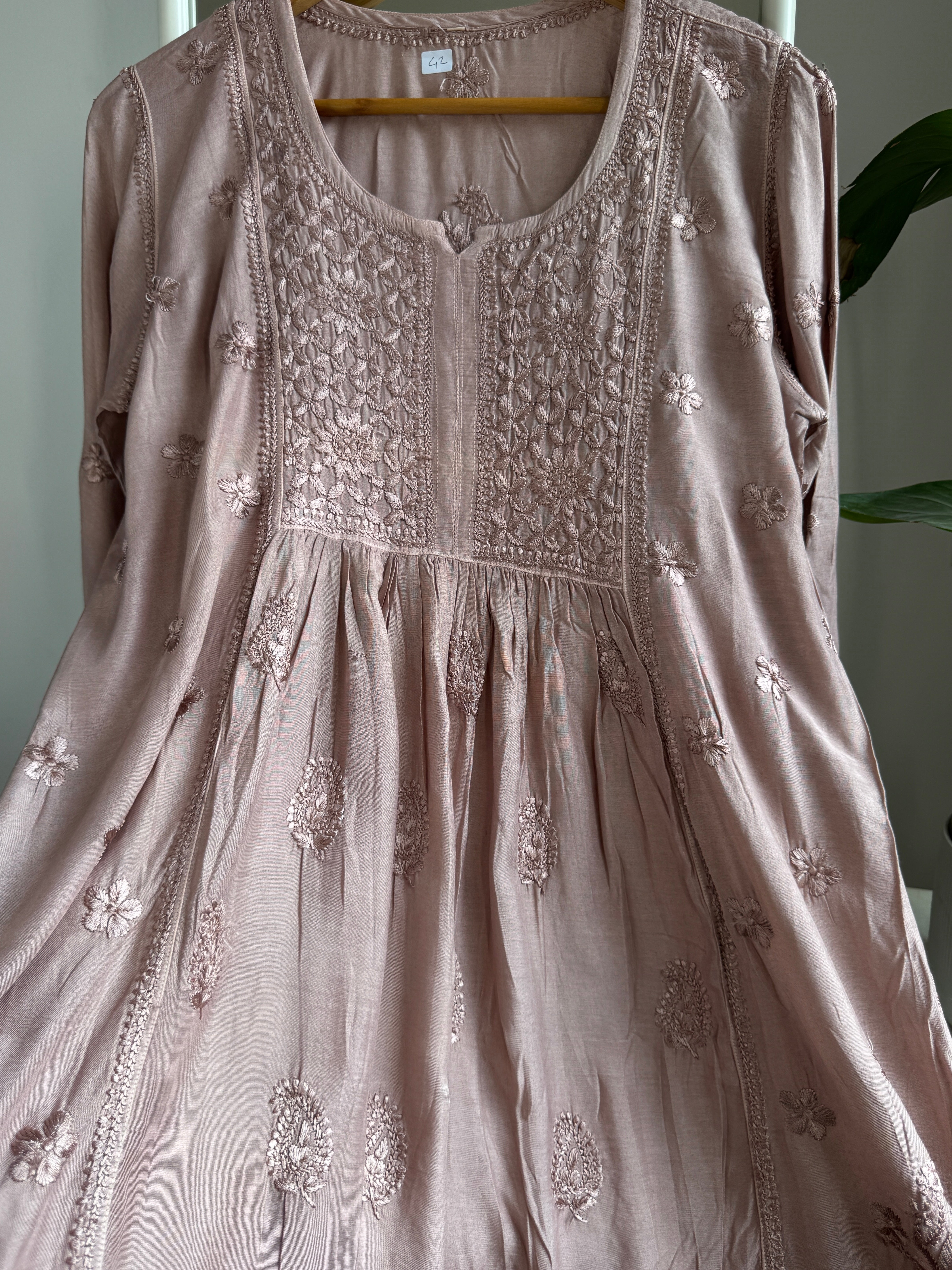 Chikankari Muslin Peplum short Top in Nude Pink ARIAA CHIKANKARI 