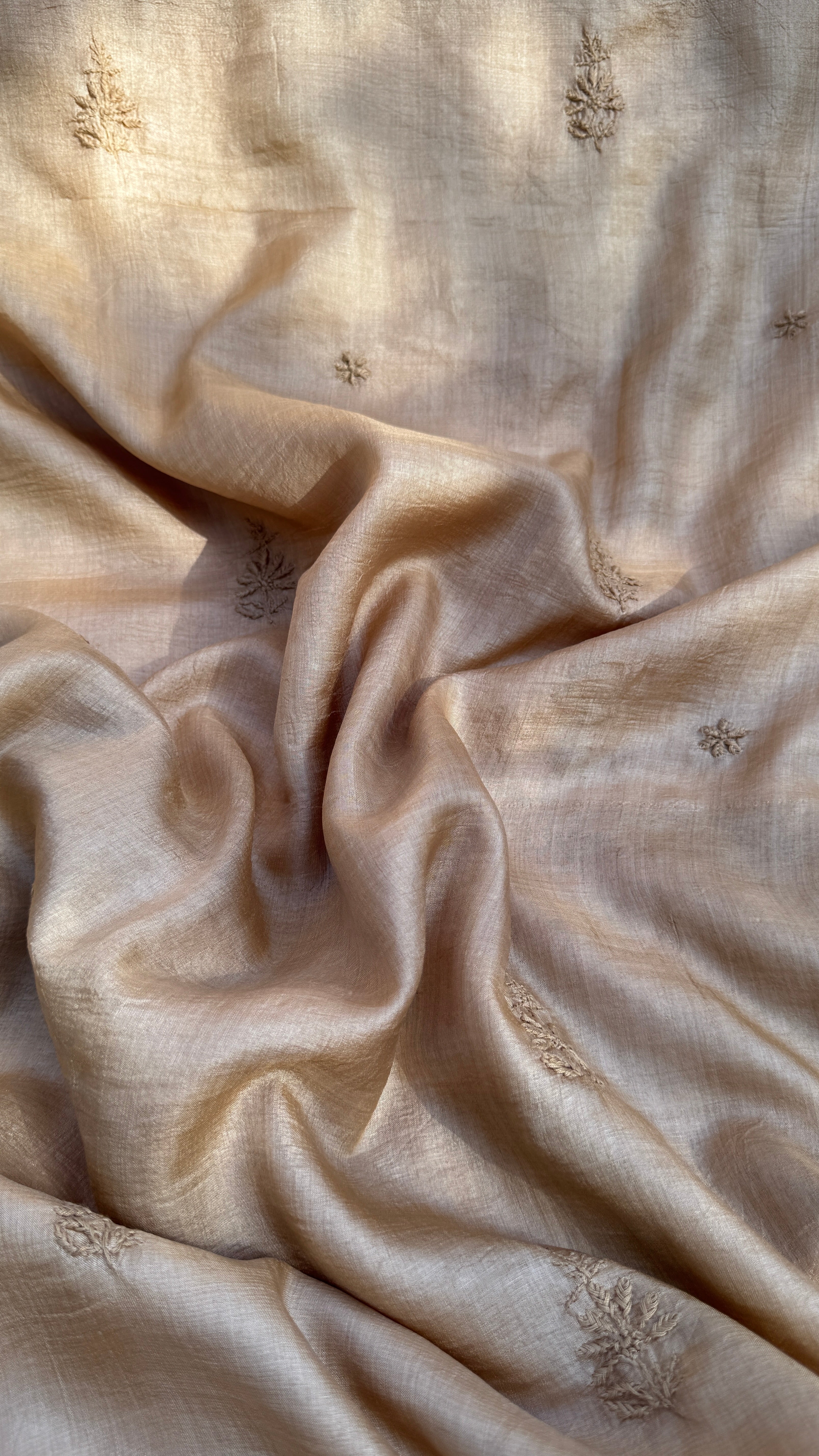 Pure Tussar Silk Chikankari Length with Dupatta - Dune Beige