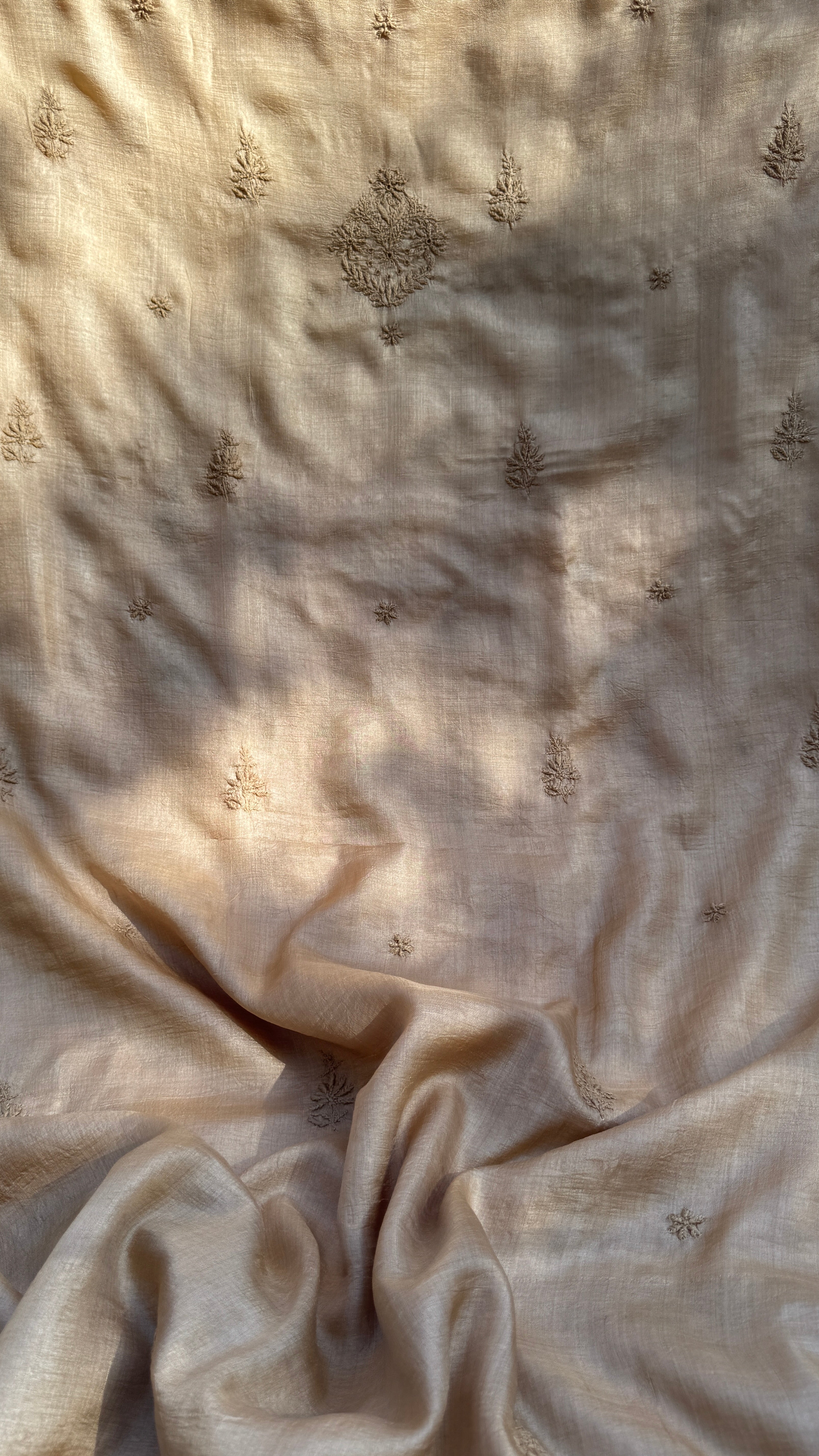 Pure Tussar Silk Chikankari Length with Dupatta - Dune Beige