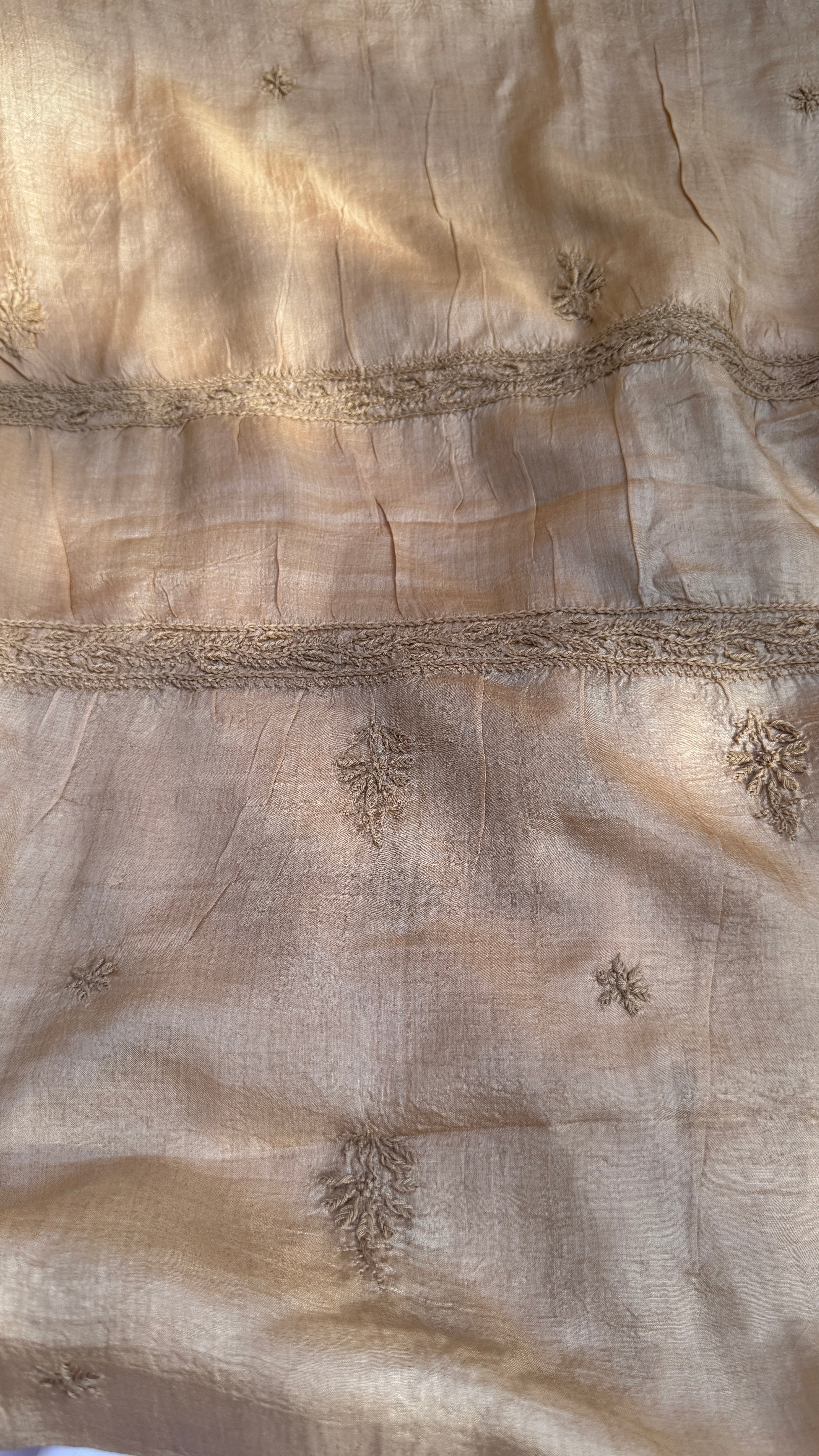 Pure Tussar Silk Chikankari Length with Dupatta - Dune Beige