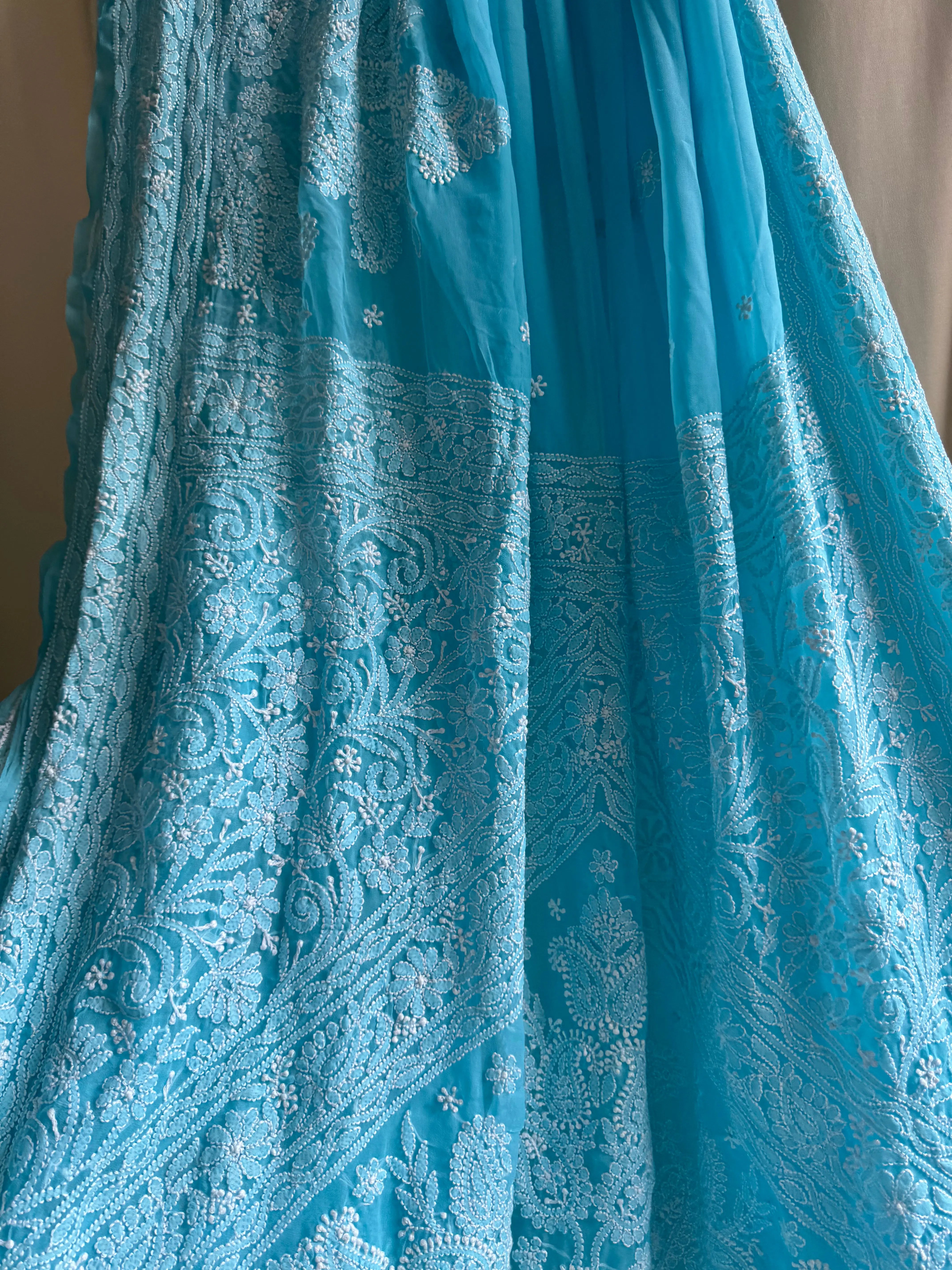 Georgette Chikankari saree in Blue ARIAA CHIKANKARI 