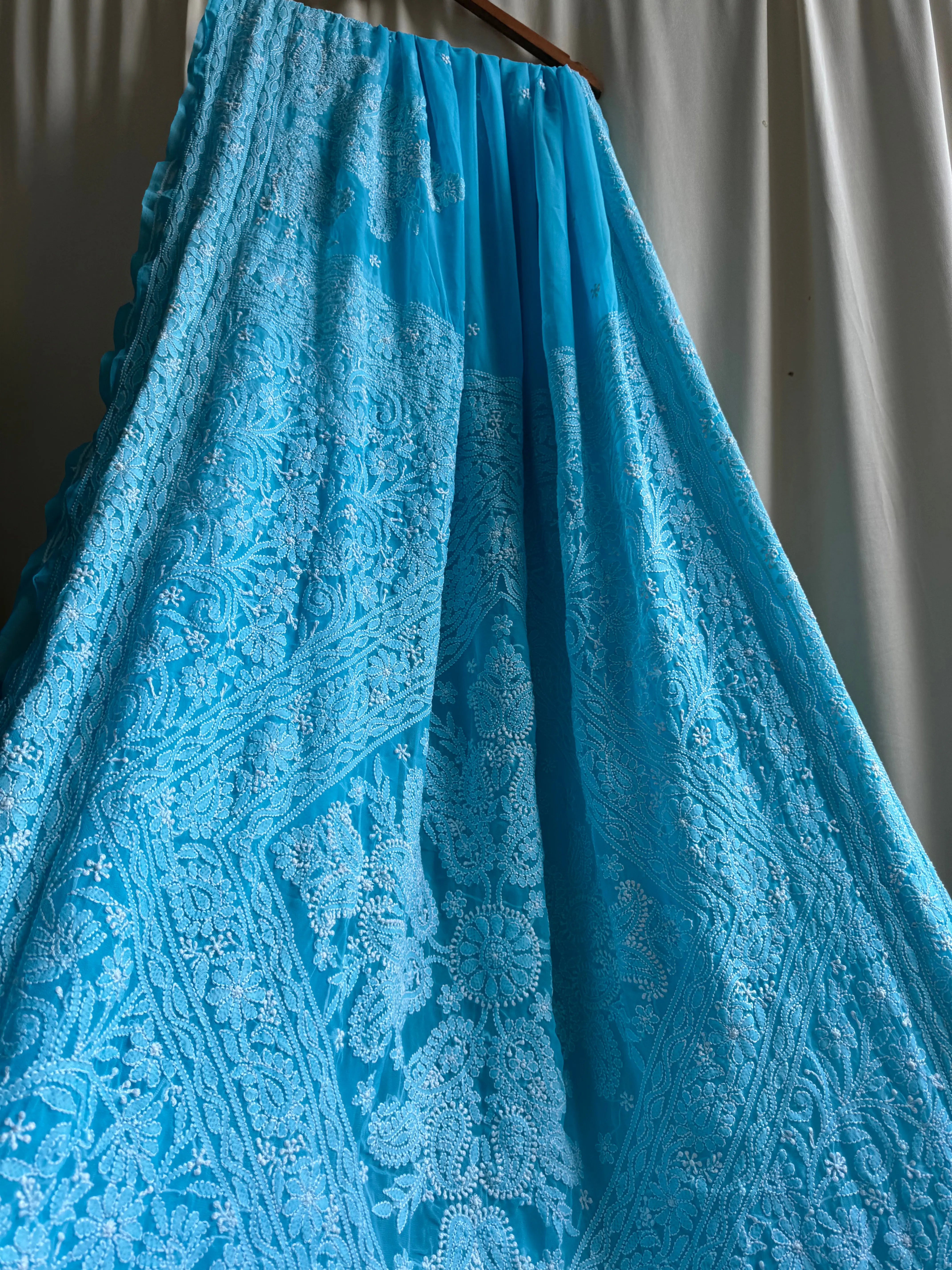 Georgette Chikankari saree in Blue ARIAA CHIKANKARI 