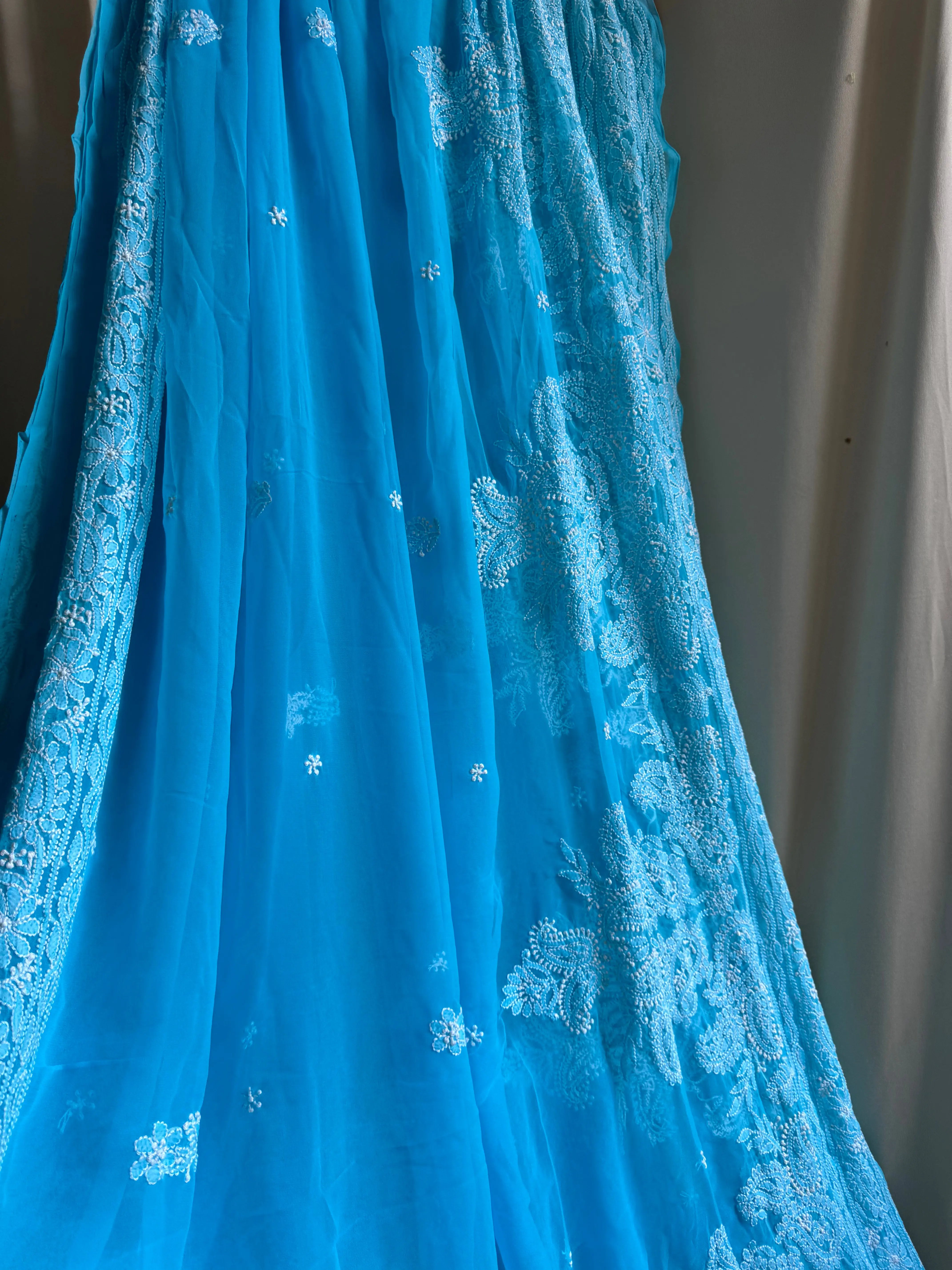 Georgette Chikankari saree in Blue ARIAA CHIKANKARI 