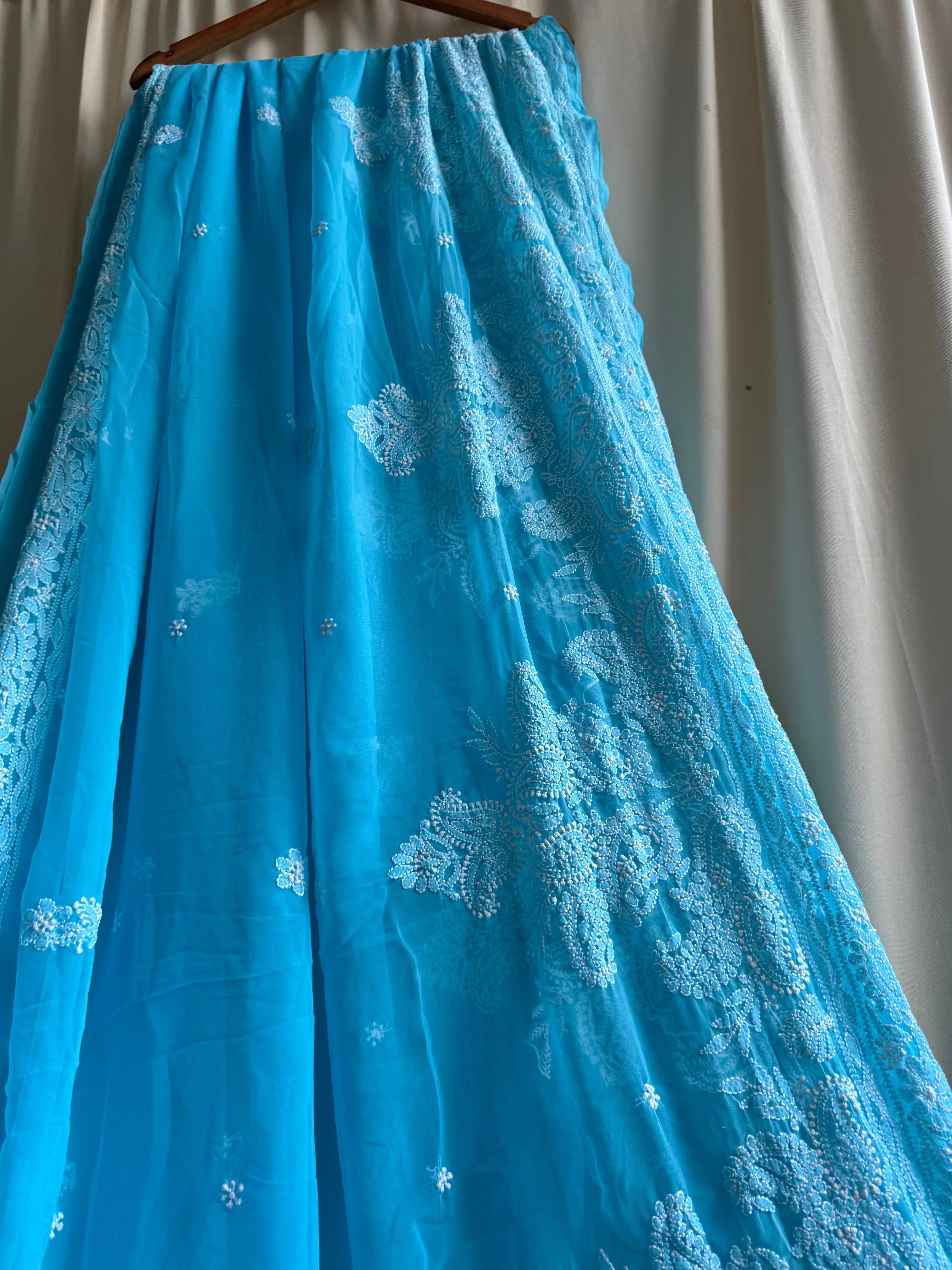 Georgette Chikankari saree in Blue ARIAA CHIKANKARI 