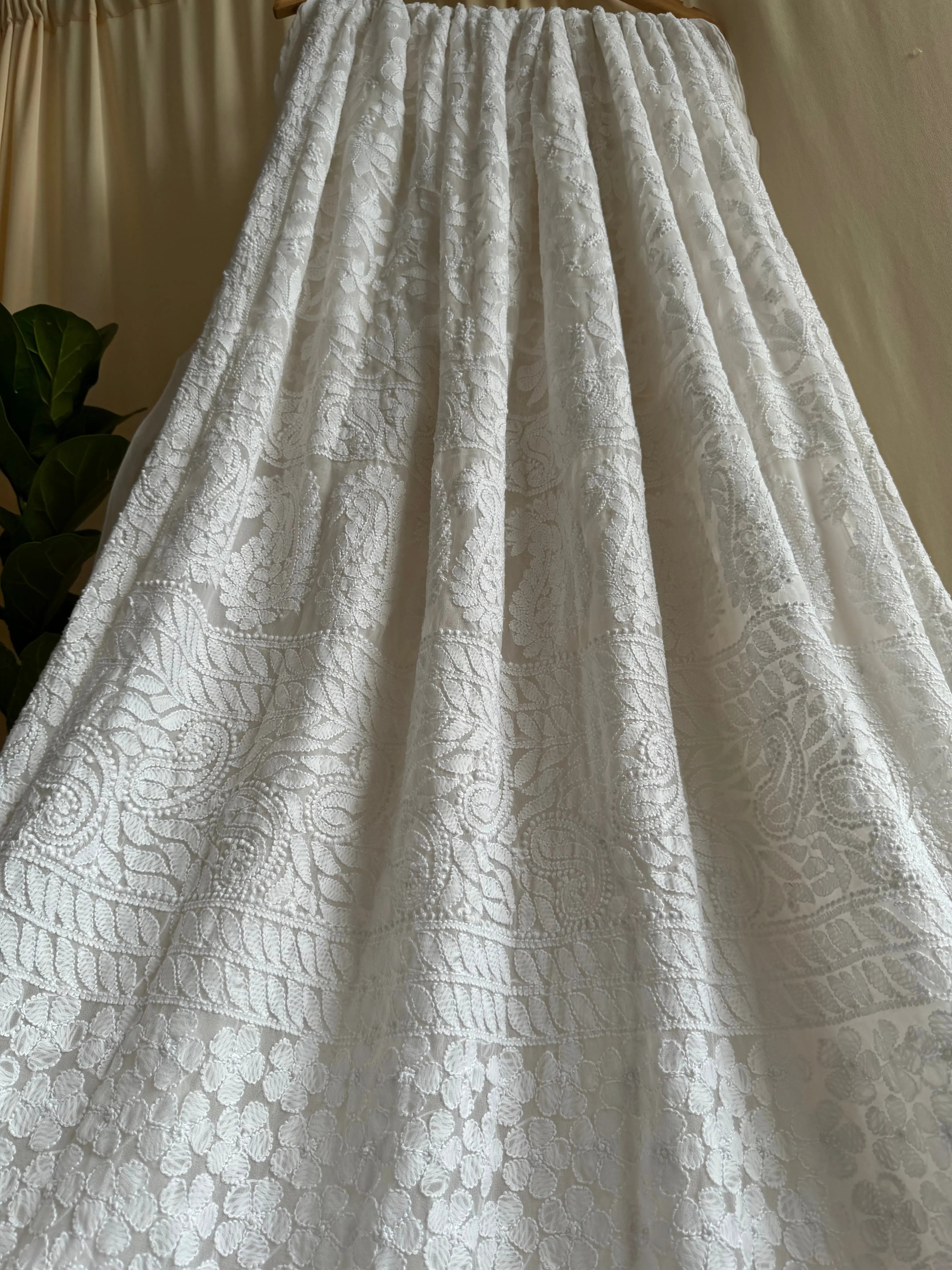 Georgette Chikankari saree in White ARIAA CHIKANKARI 