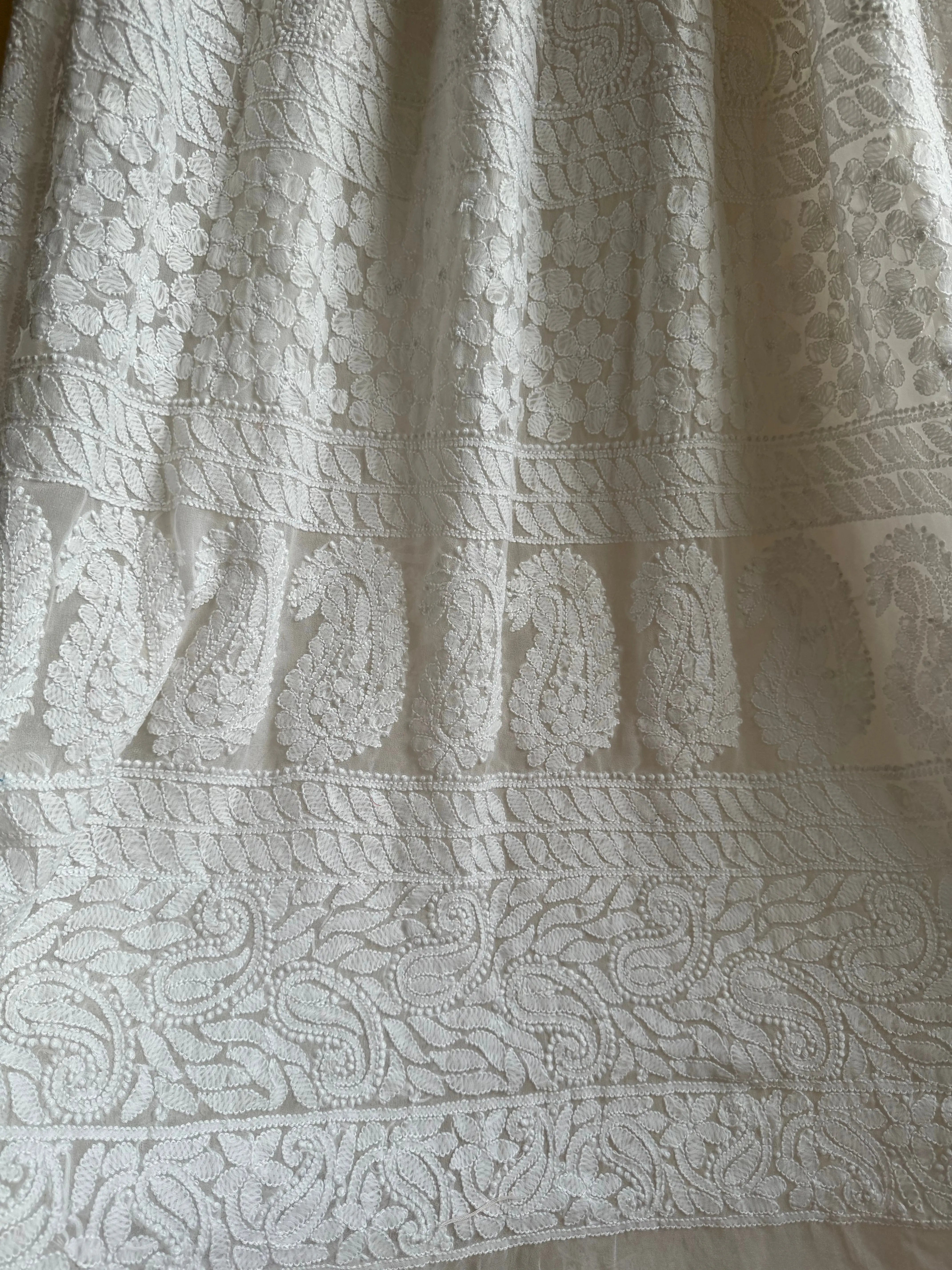 Georgette Chikankari saree in White ARIAA CHIKANKARI 