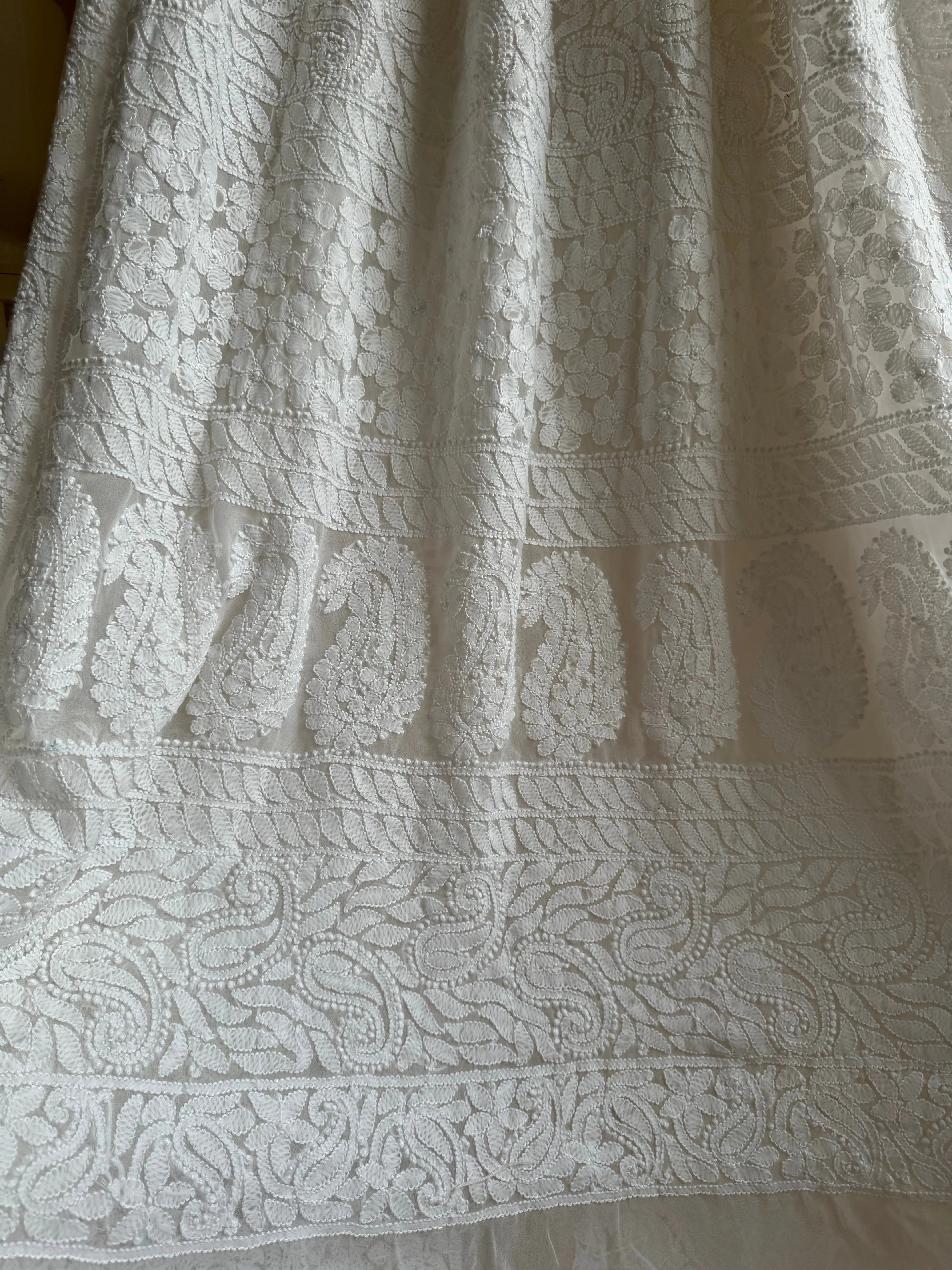 Georgette Chikankari saree in White ARIAA CHIKANKARI 