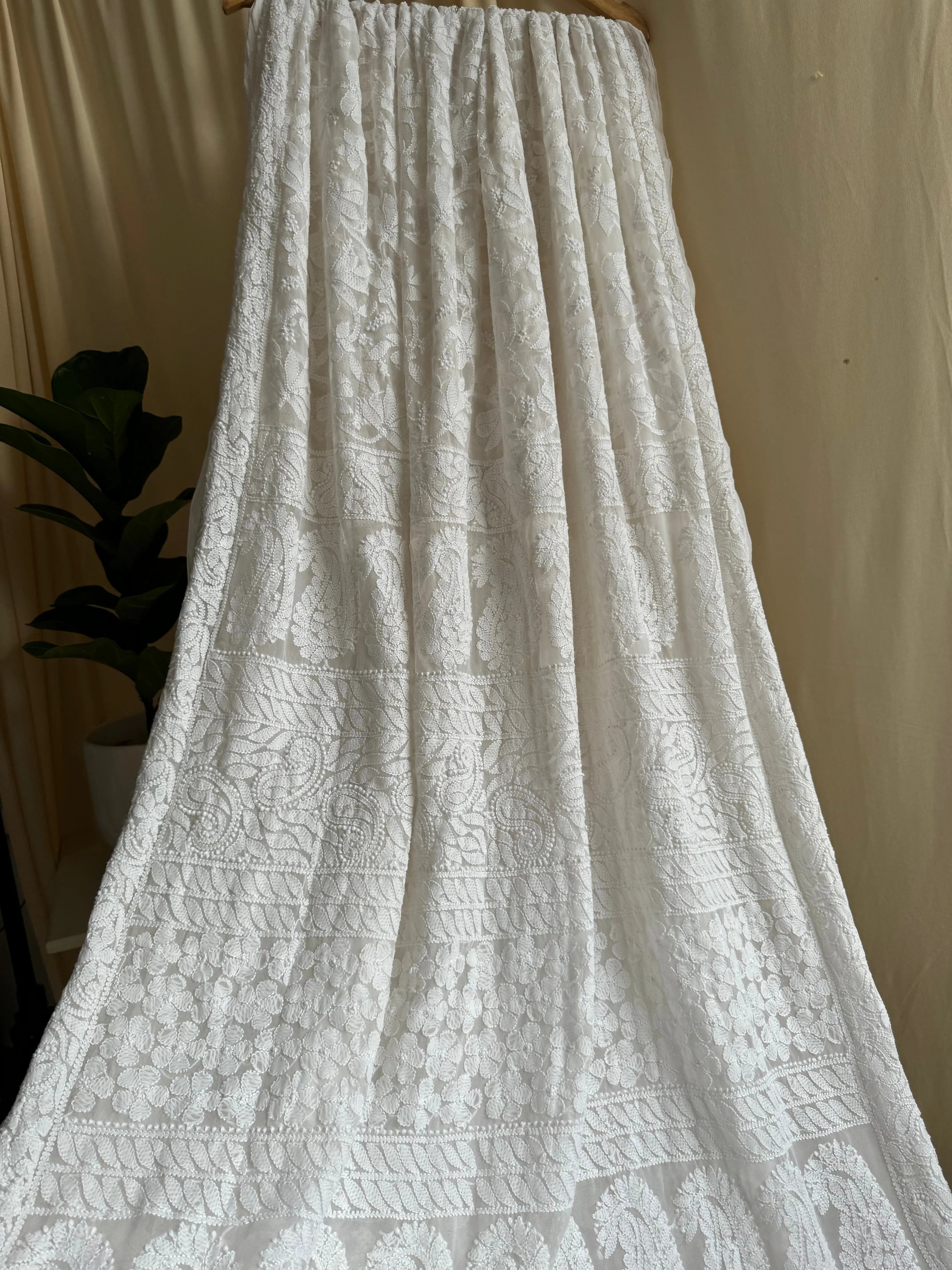 Georgette Chikankari saree in White ARIAA CHIKANKARI 