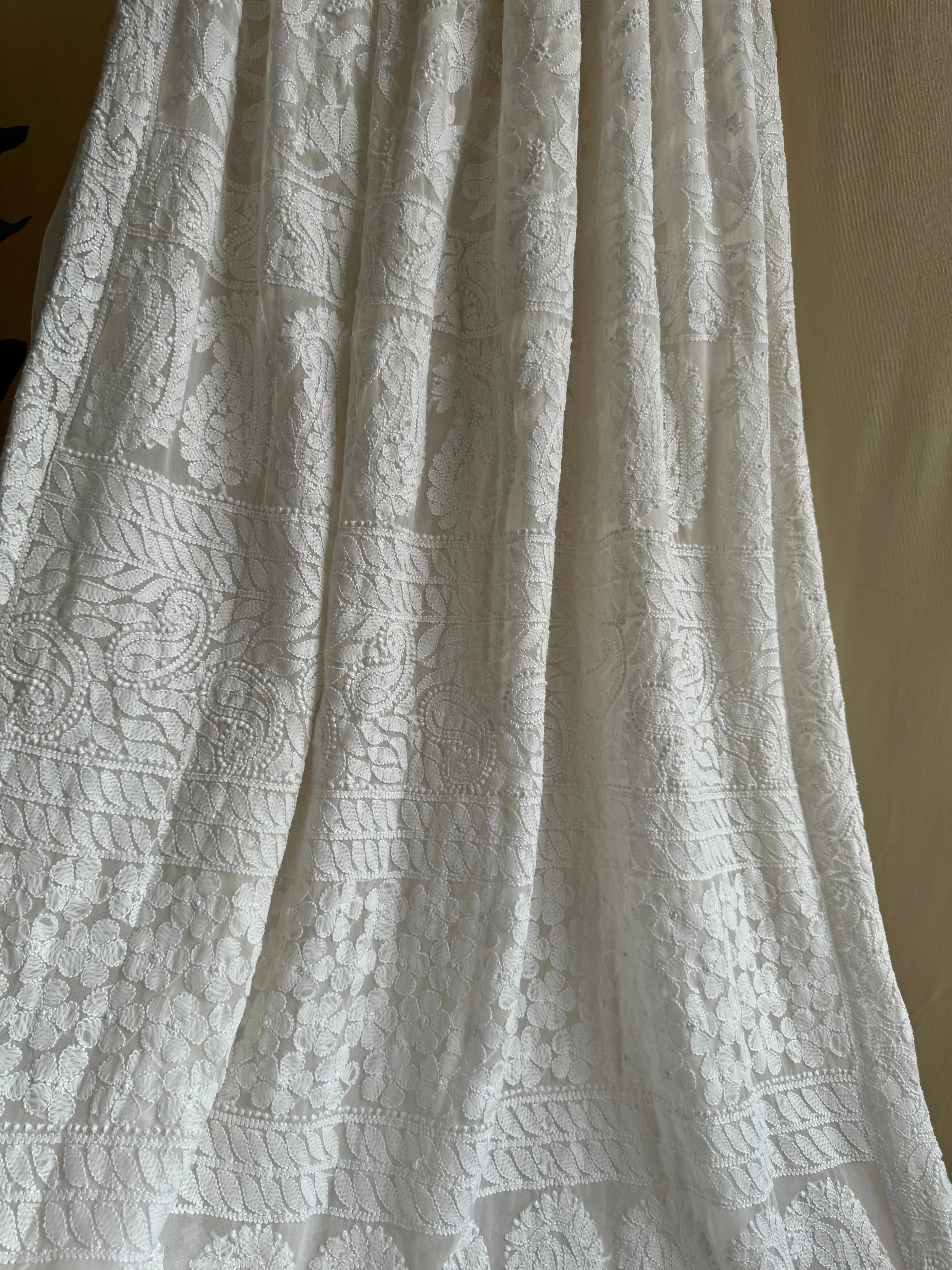 Georgette Chikankari saree in White ARIAA CHIKANKARI 