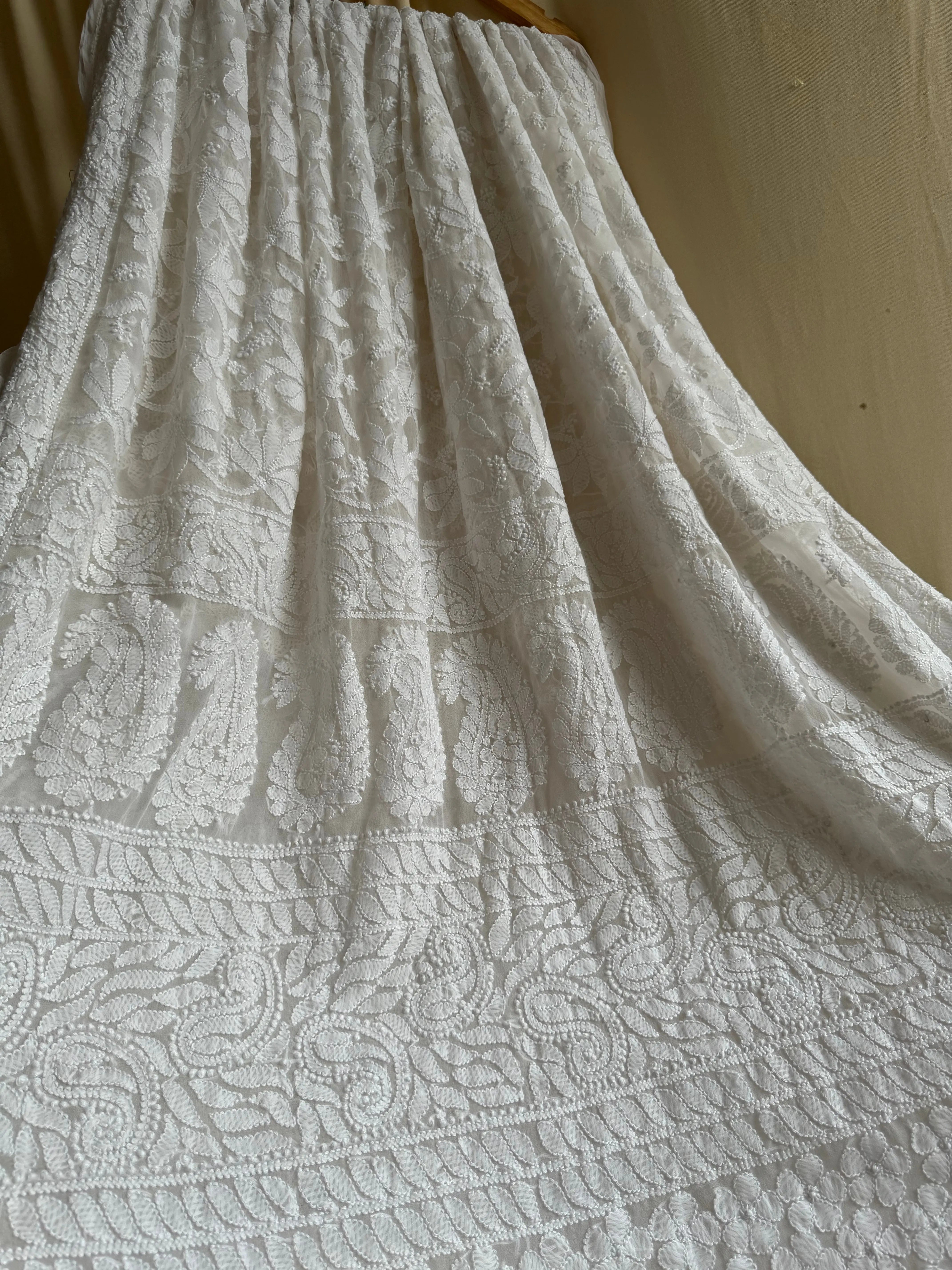 Georgette Chikankari saree in White ARIAA CHIKANKARI 