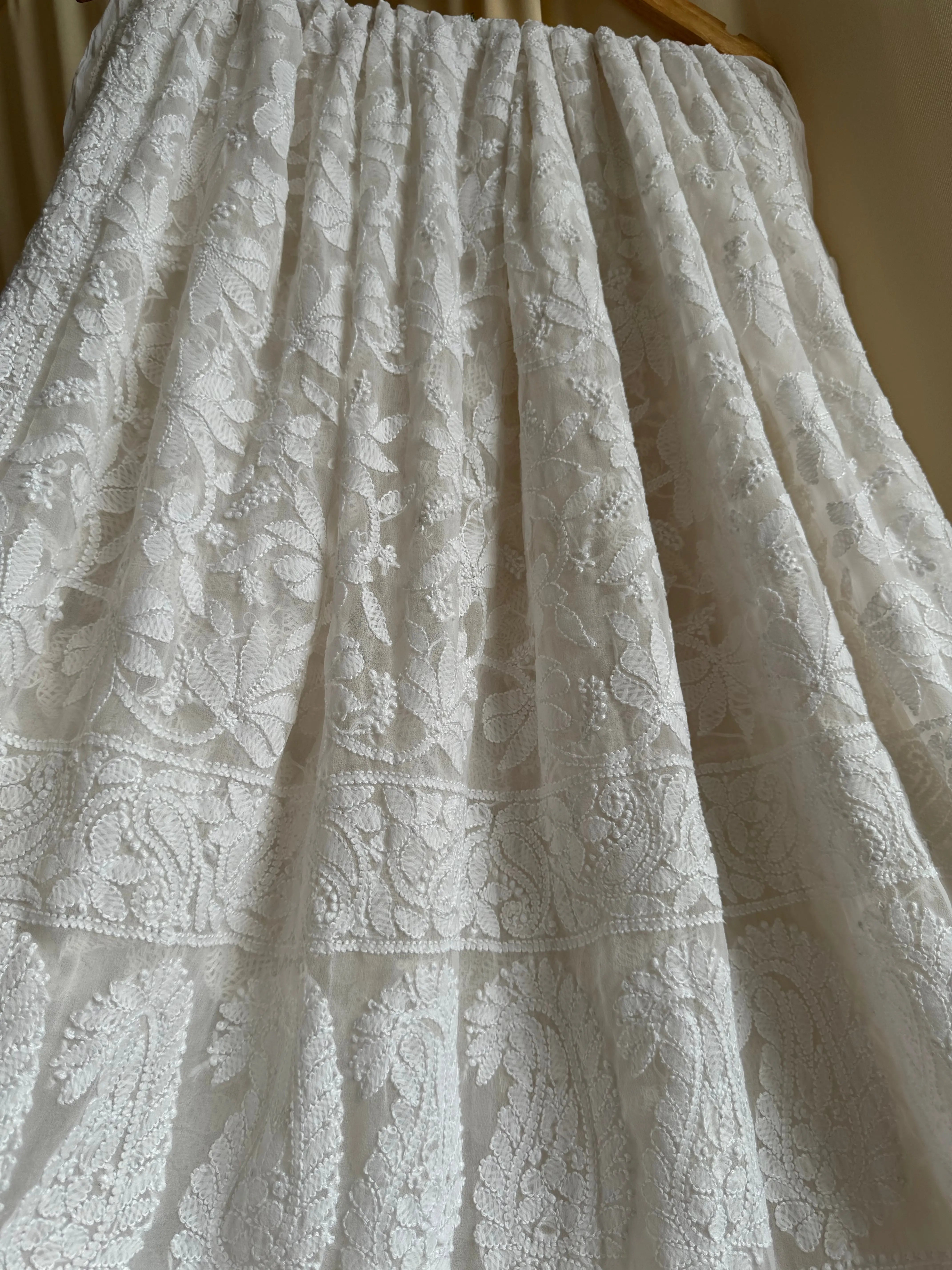 Georgette Chikankari saree in White ARIAA CHIKANKARI 