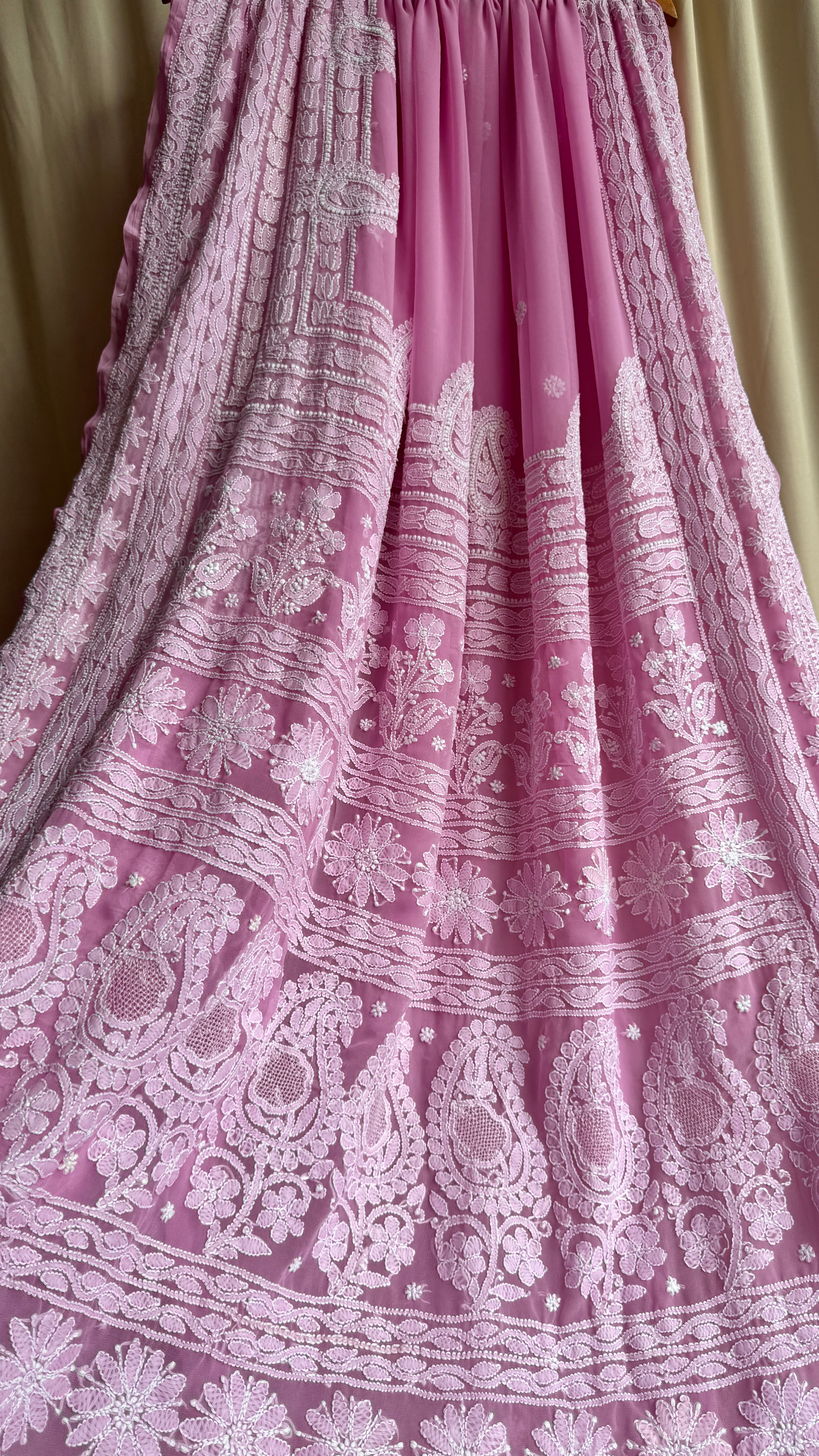 Georgette Chikankari saree in Pink