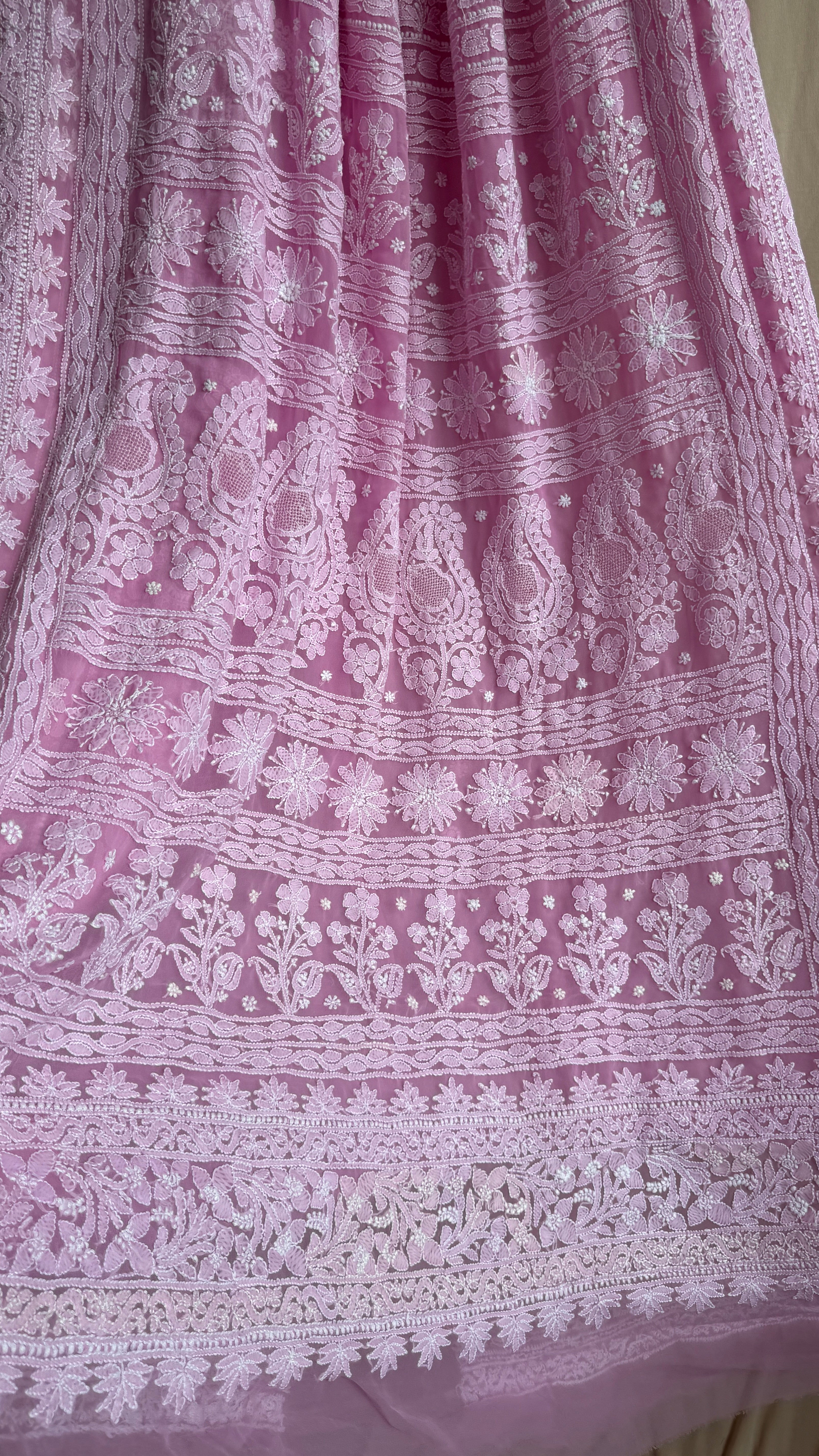 Georgette Chikankari saree in Pink