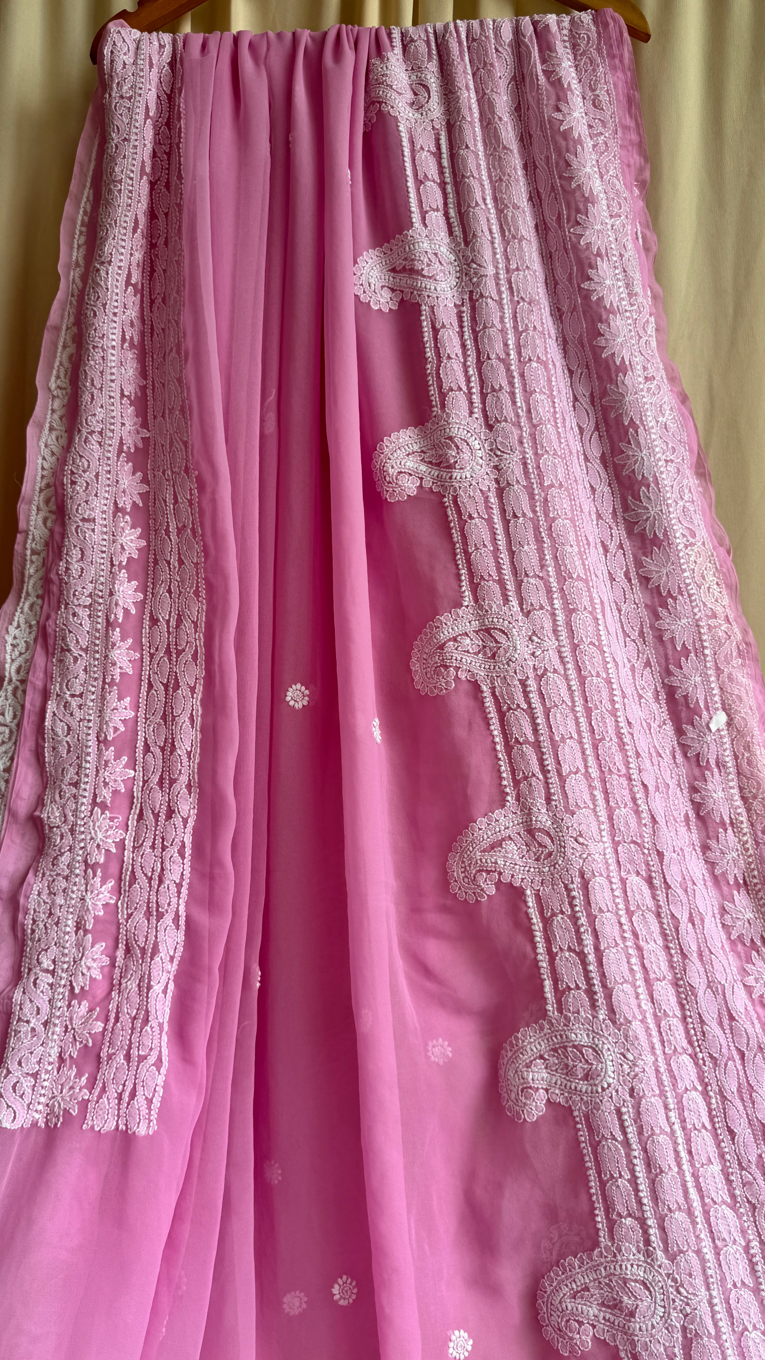 Georgette Chikankari saree in Pink