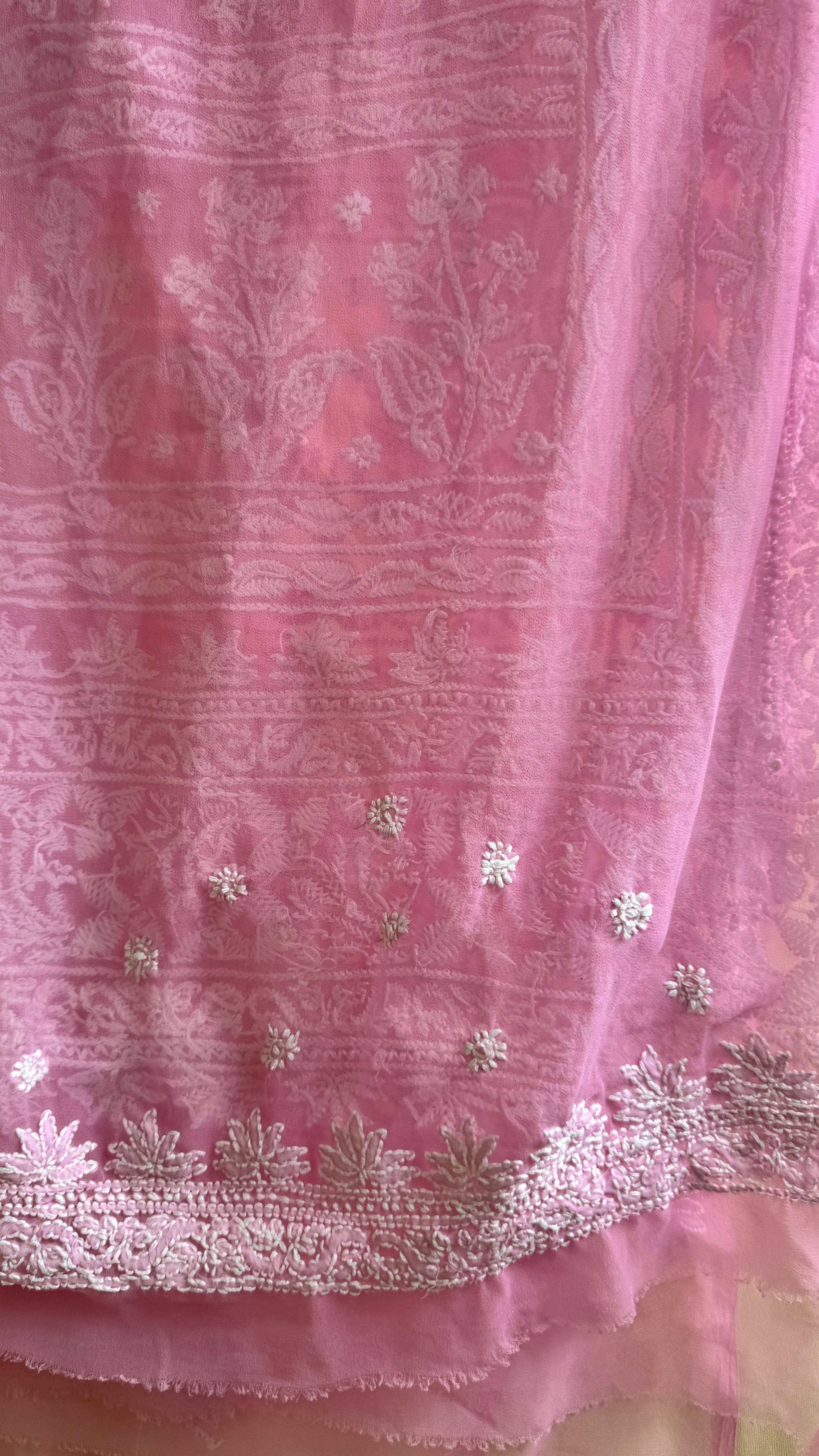 Georgette Chikankari saree in Pink