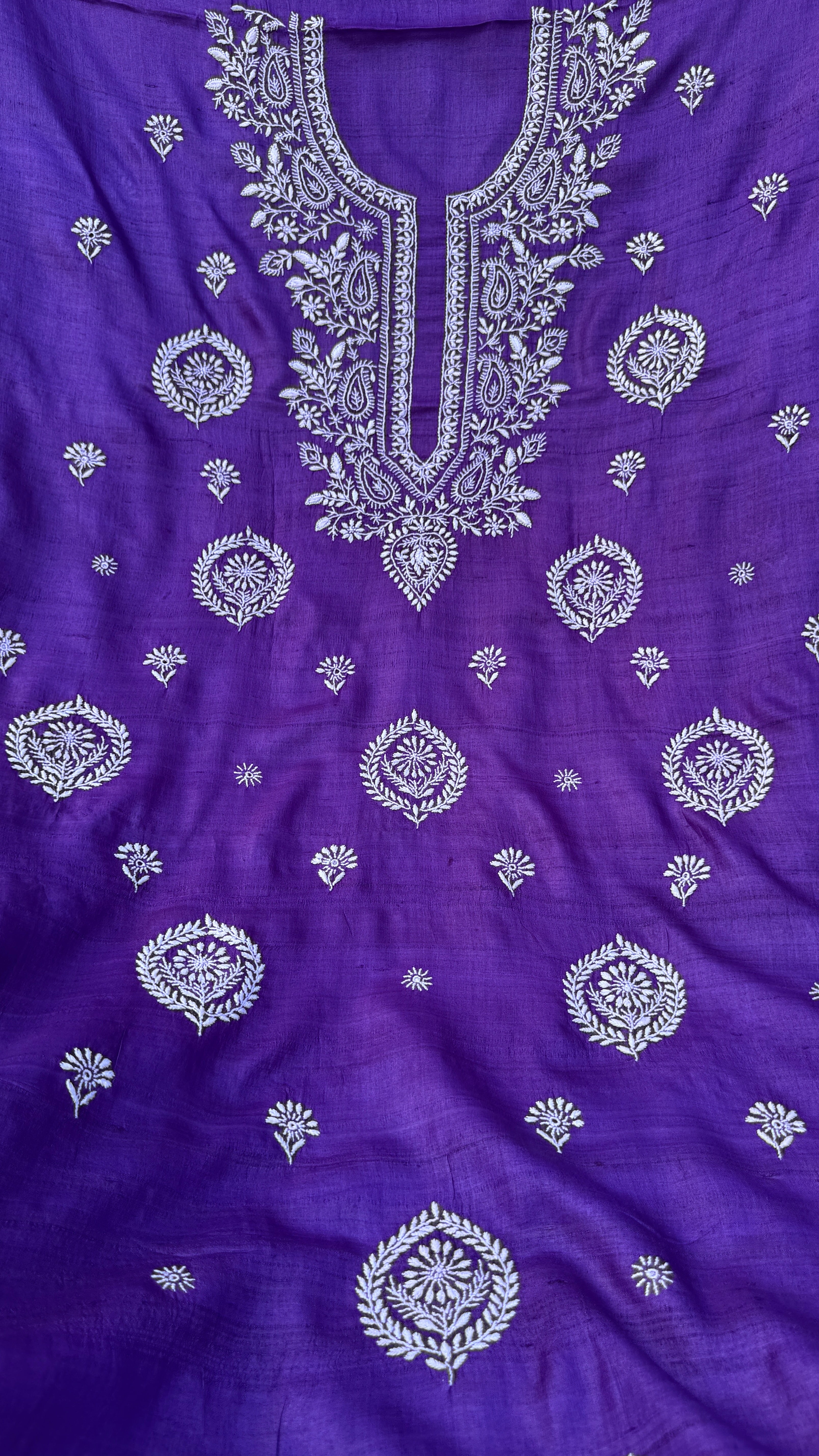 Pure Khadi Silk Chikankari Length with Dupatta - Purple
