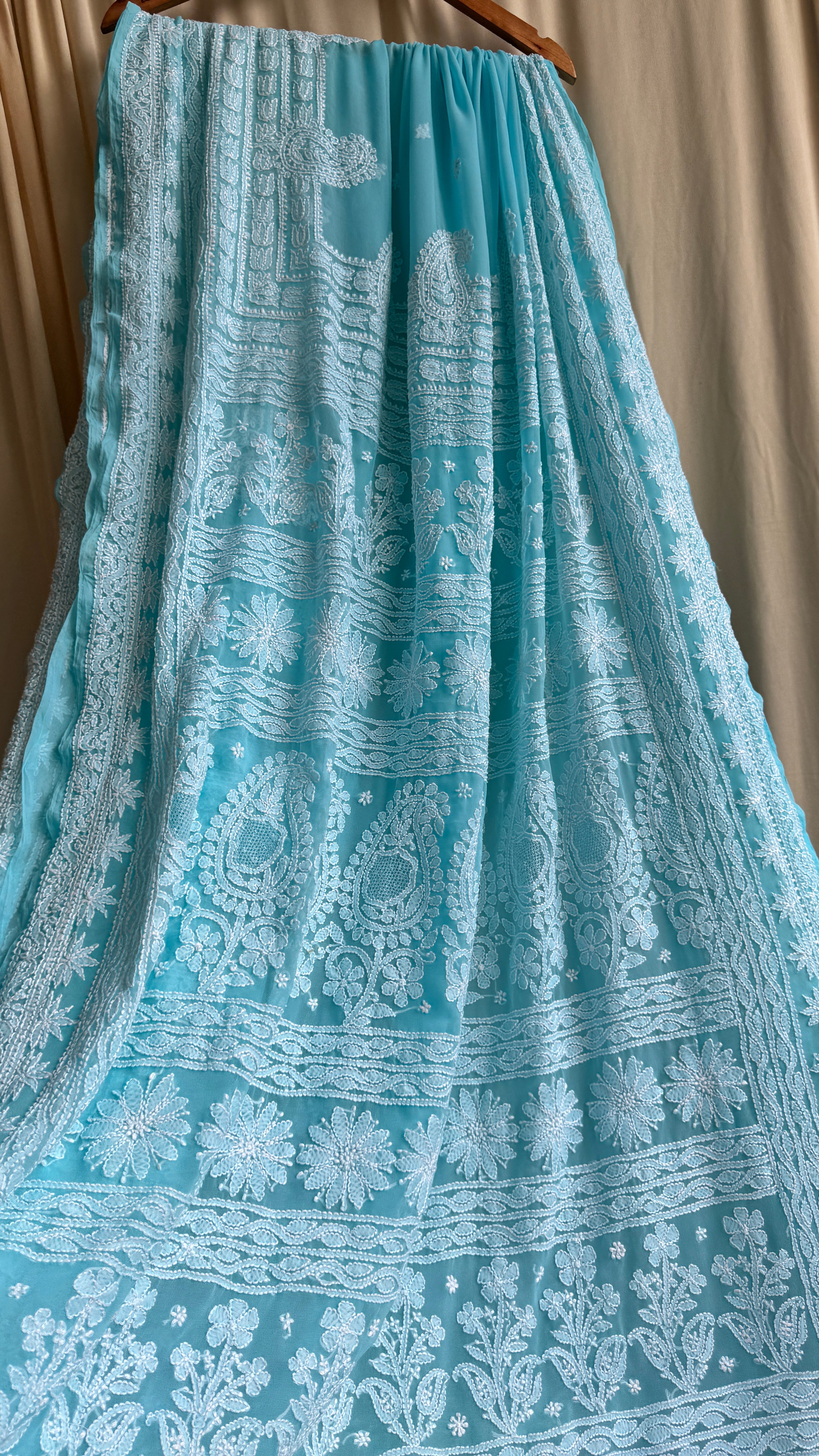Georgette Chikankari saree in Blue