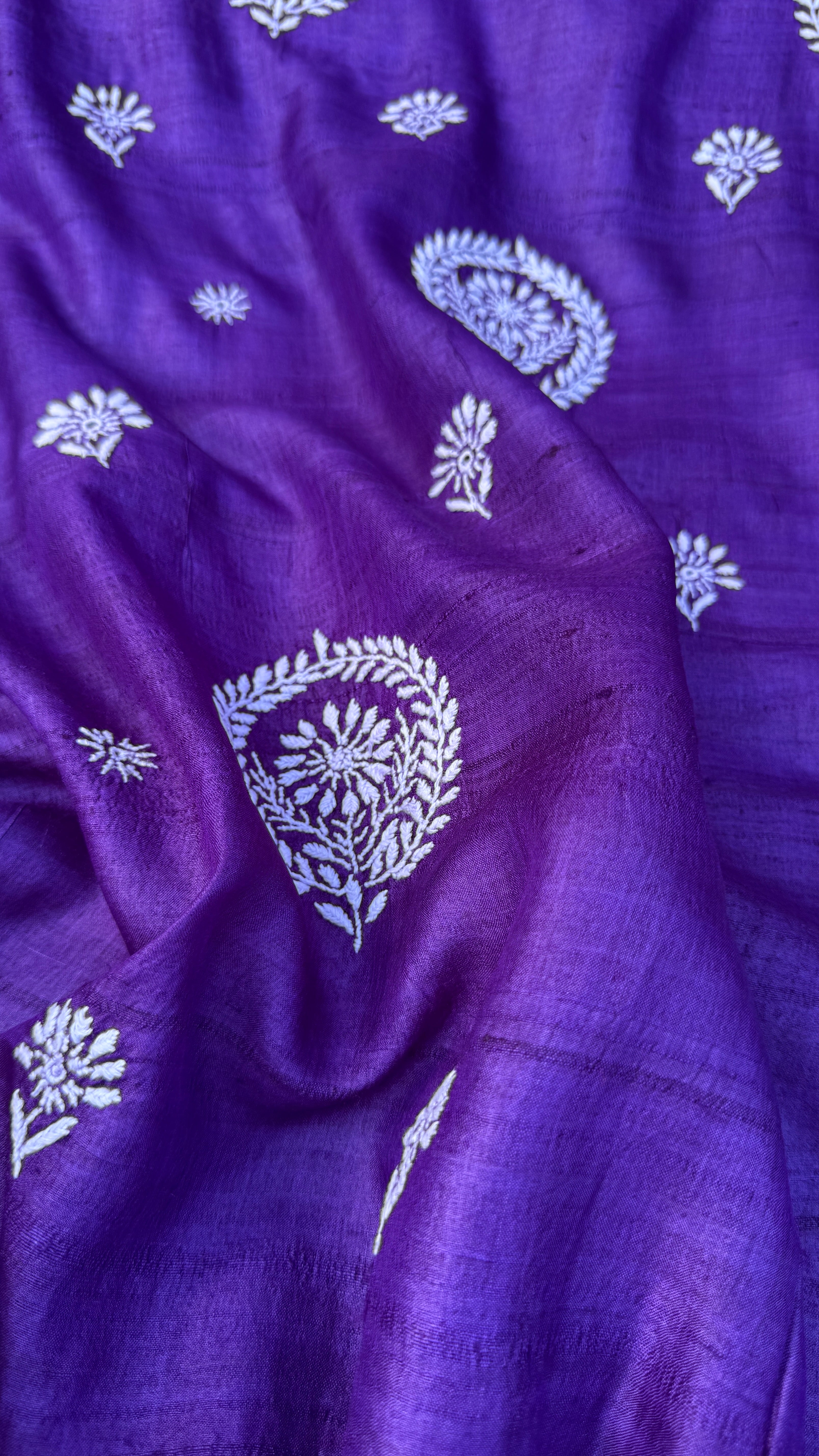 Pure Khadi Silk Chikankari Length with Dupatta - Purple