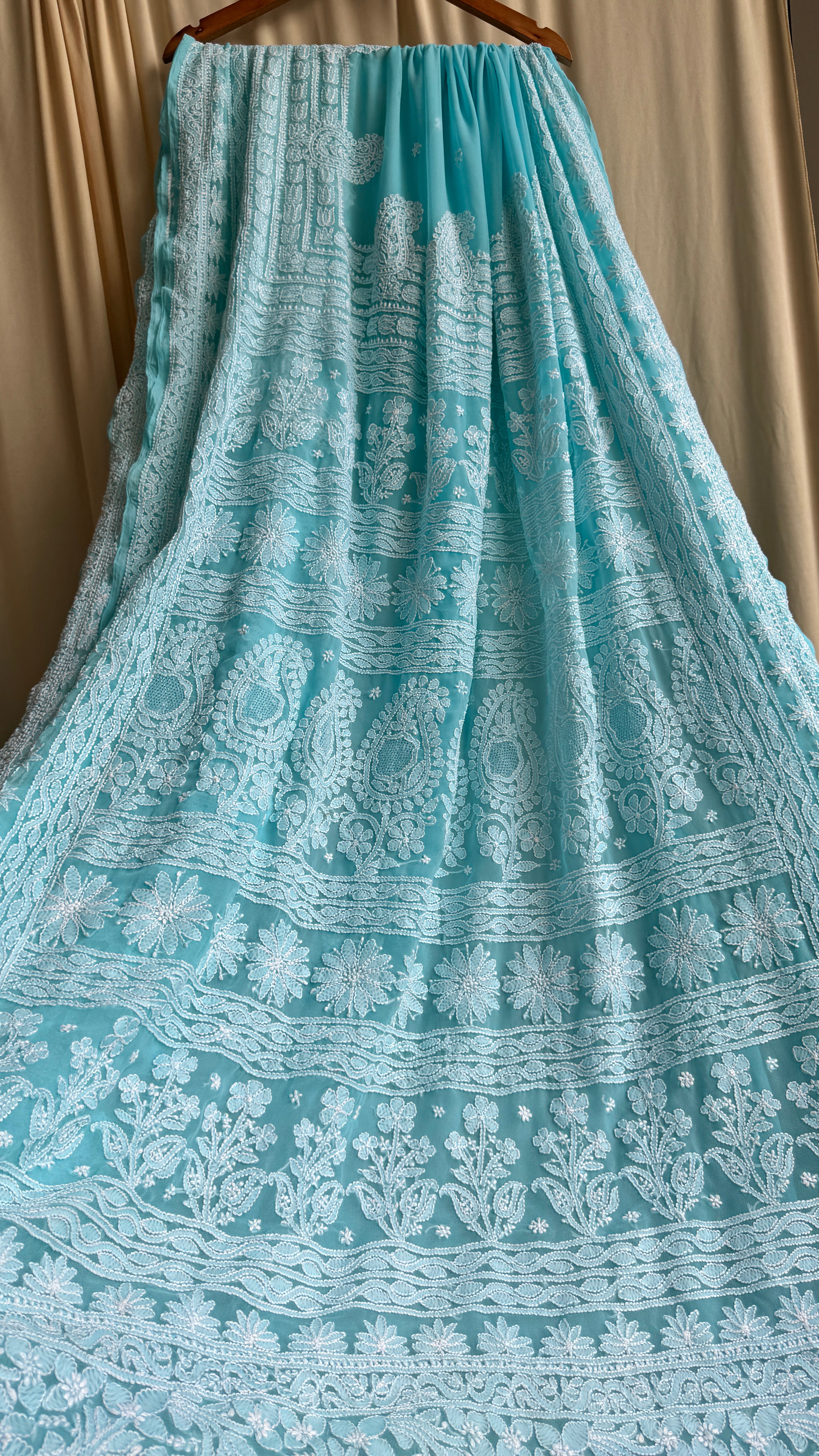 Georgette Chikankari saree in Blue