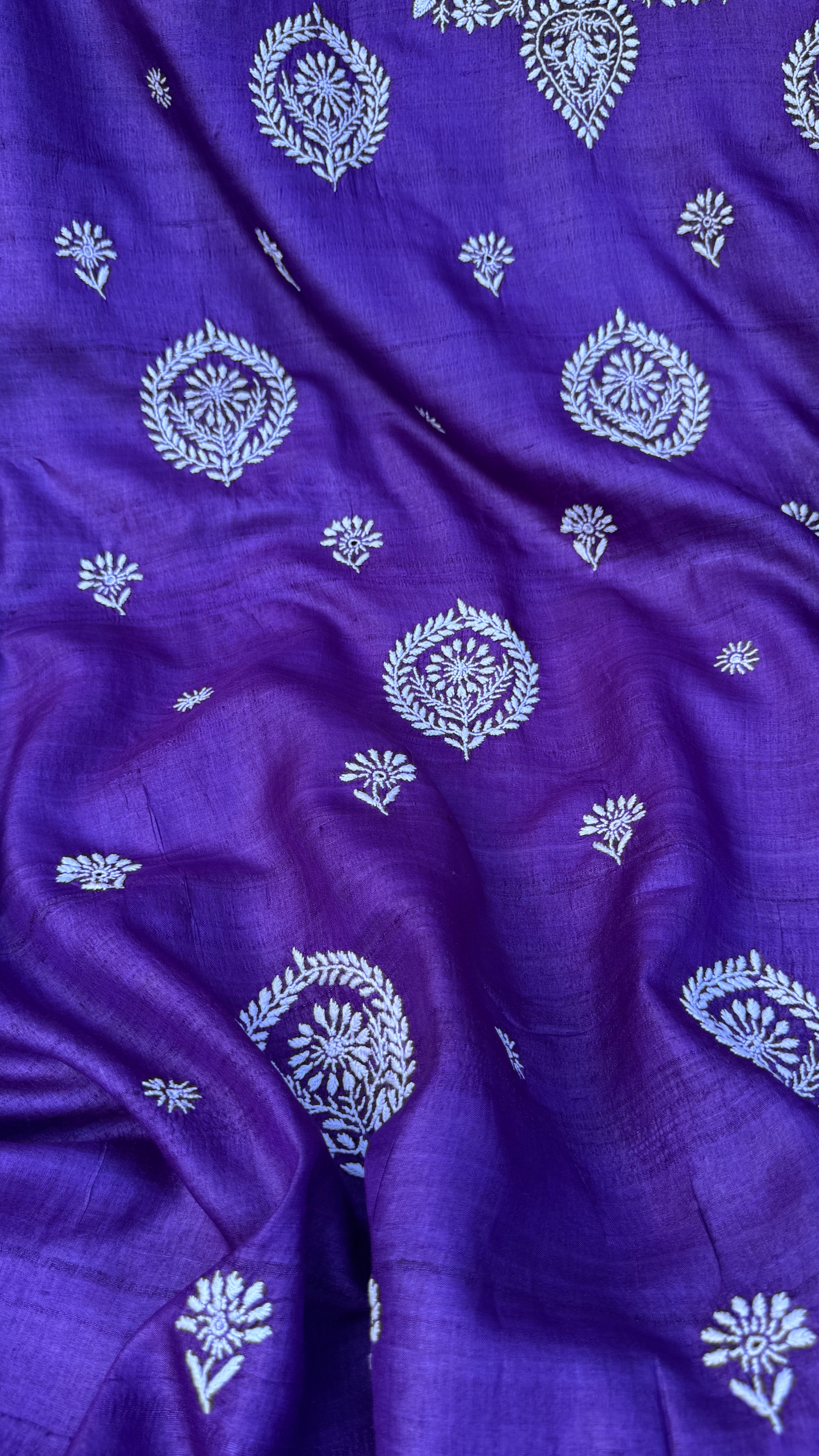 Pure Khadi Silk Chikankari Length with Dupatta - Purple