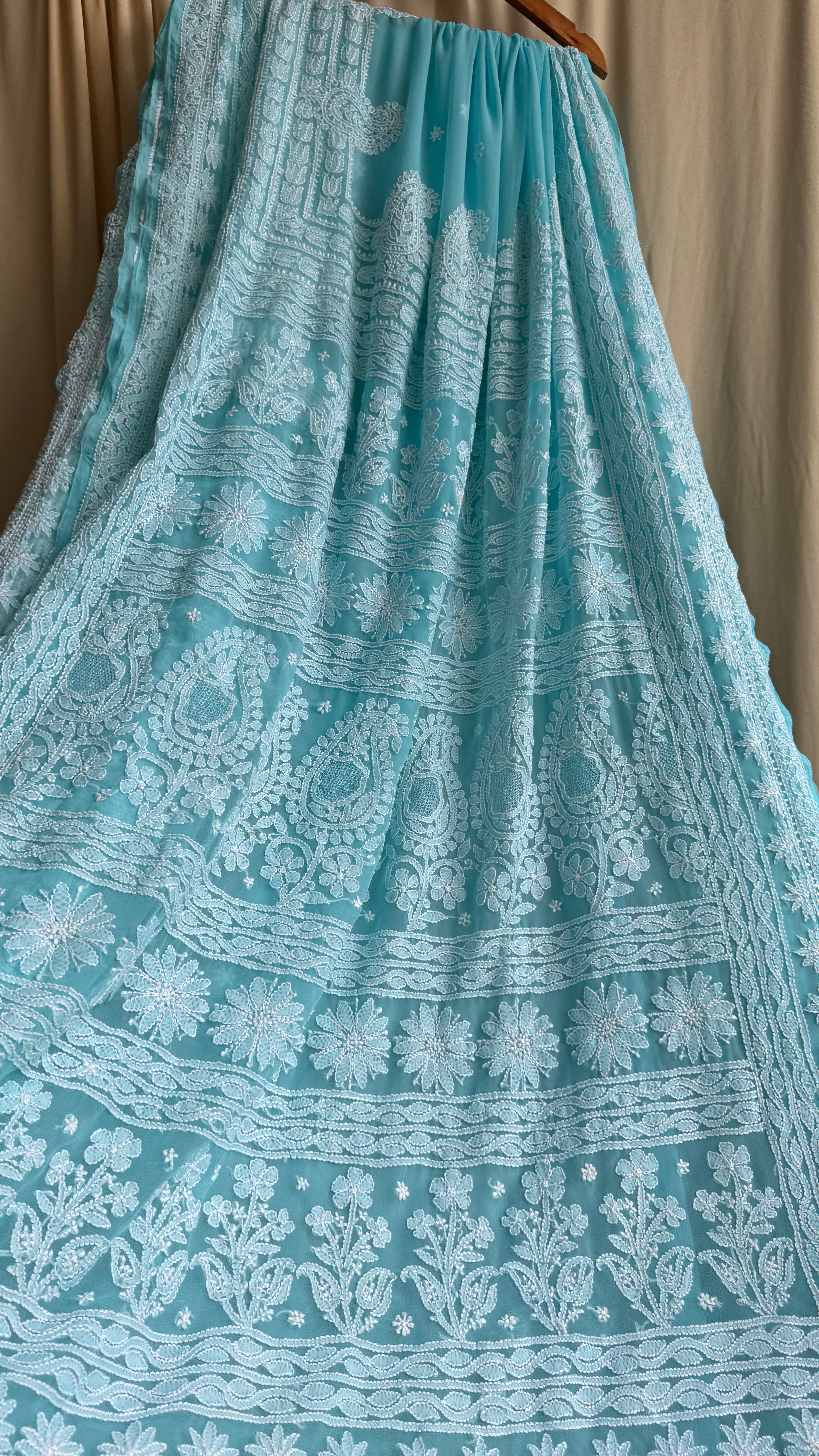 Georgette Chikankari saree in Blue