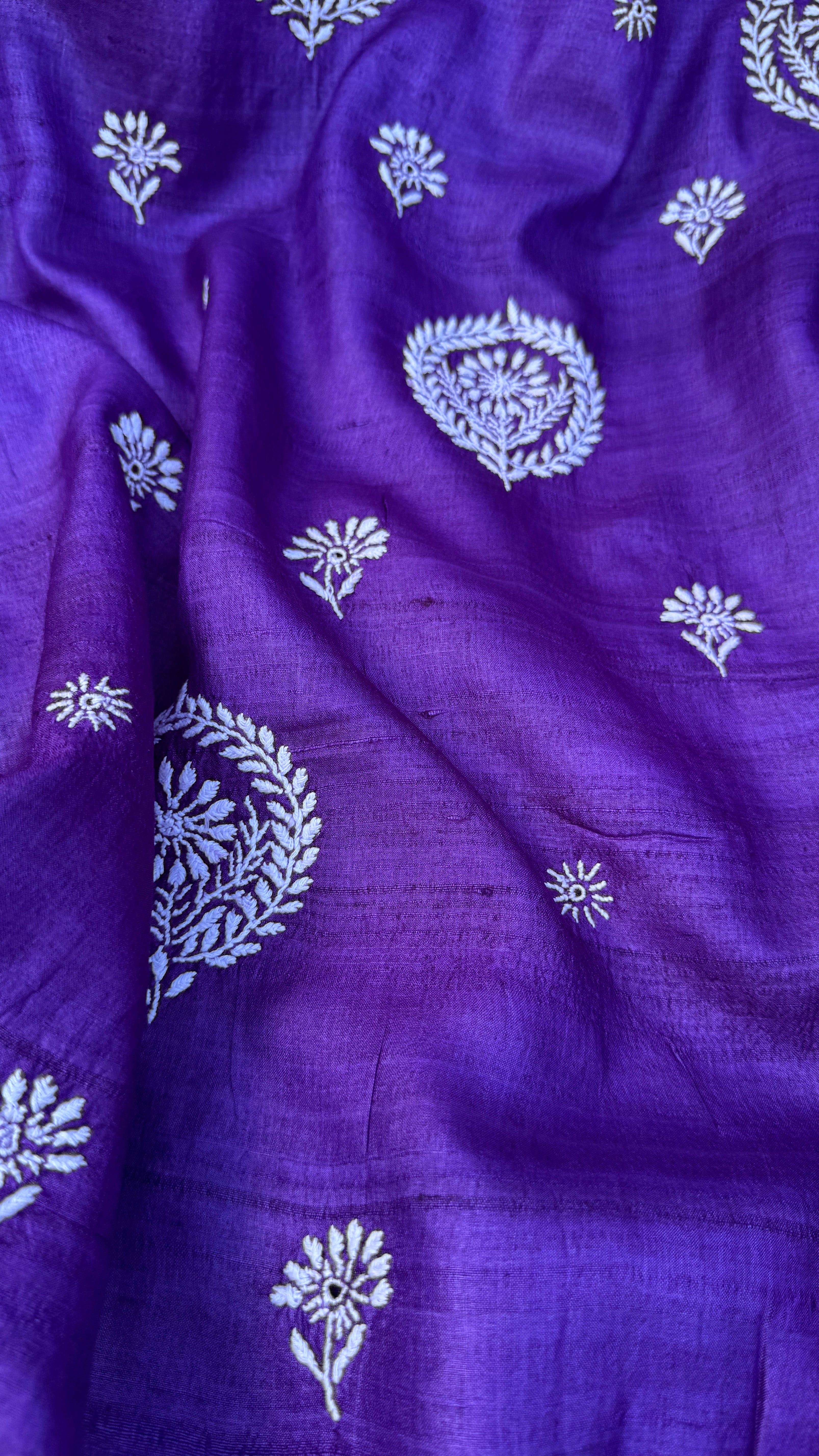 Pure Khadi Silk Chikankari Length with Dupatta - Purple