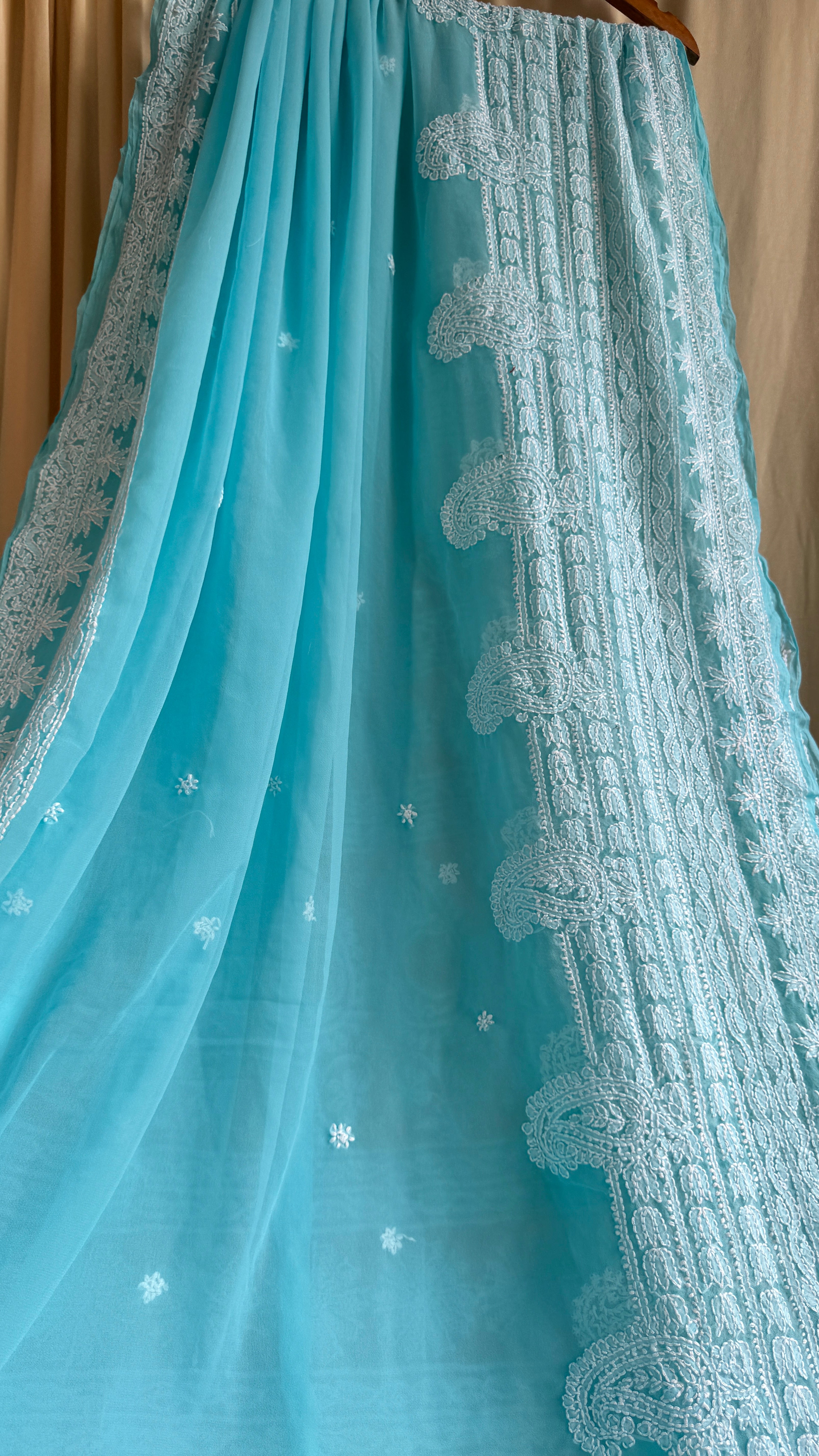 Georgette Chikankari saree in Blue