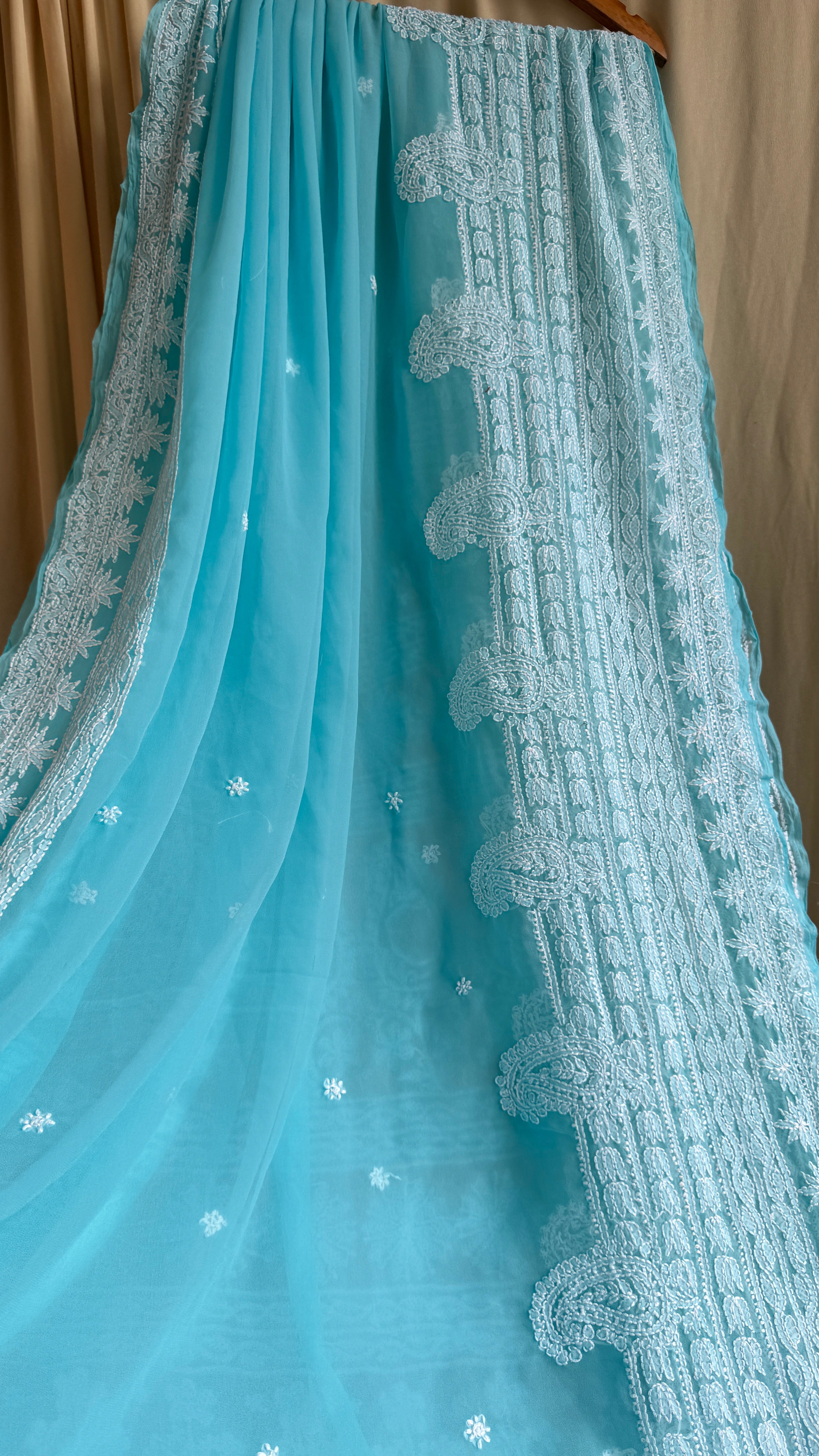 Georgette Chikankari saree in Blue