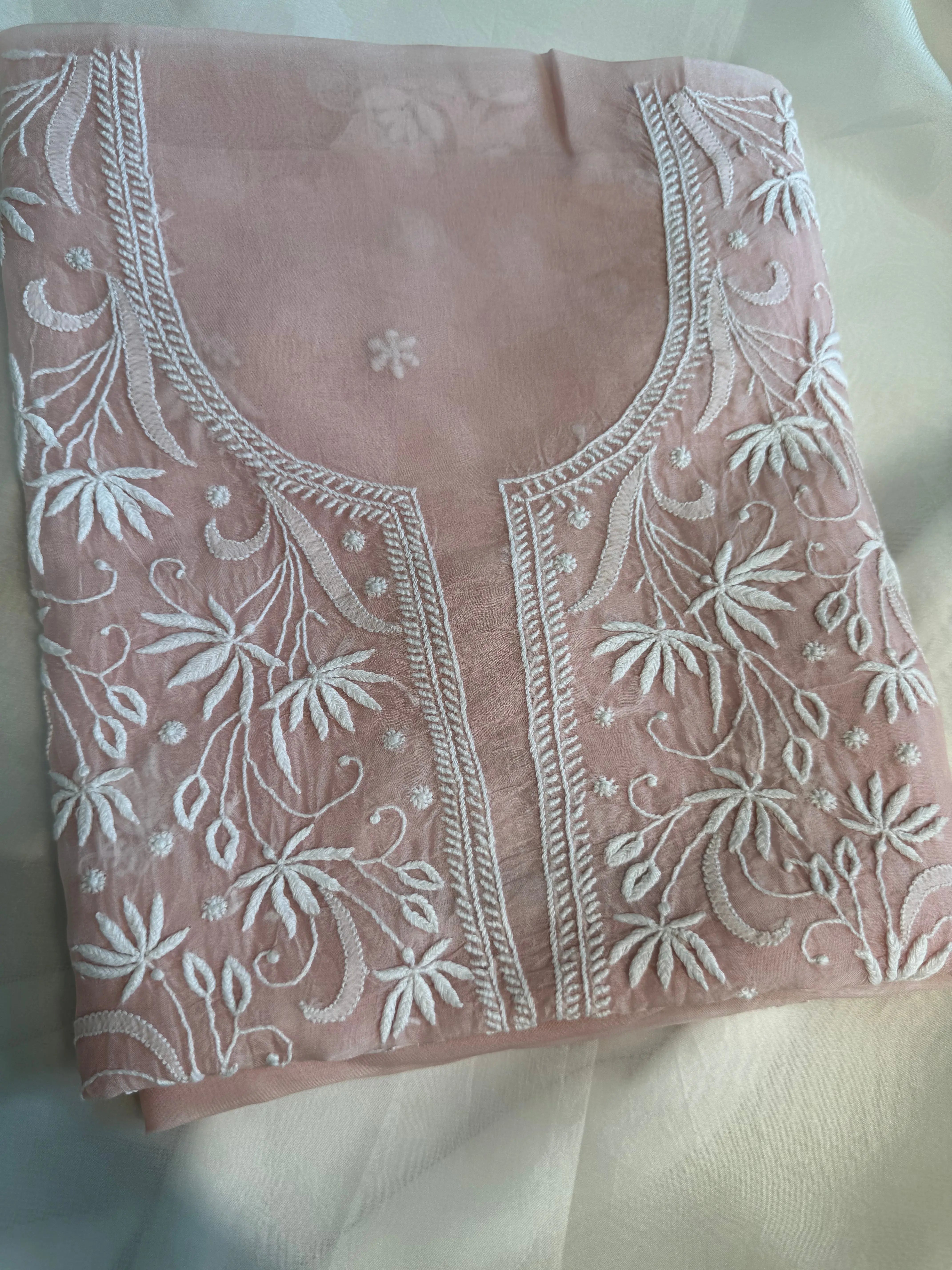 Organza Length with Dupatta - Pink ARIAA CHIKANKARI 