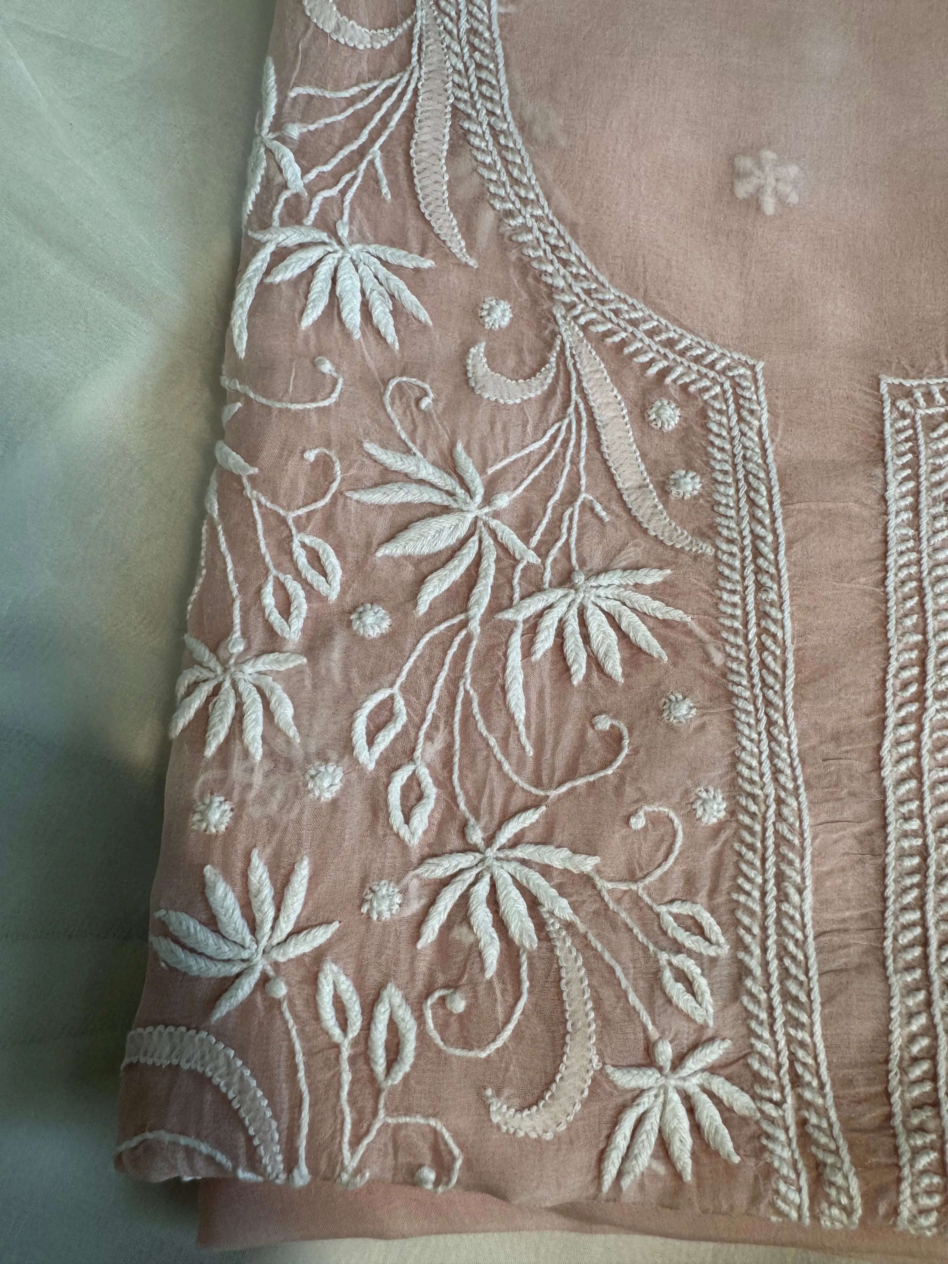 Organza Length with Dupatta - Pink ARIAA CHIKANKARI 