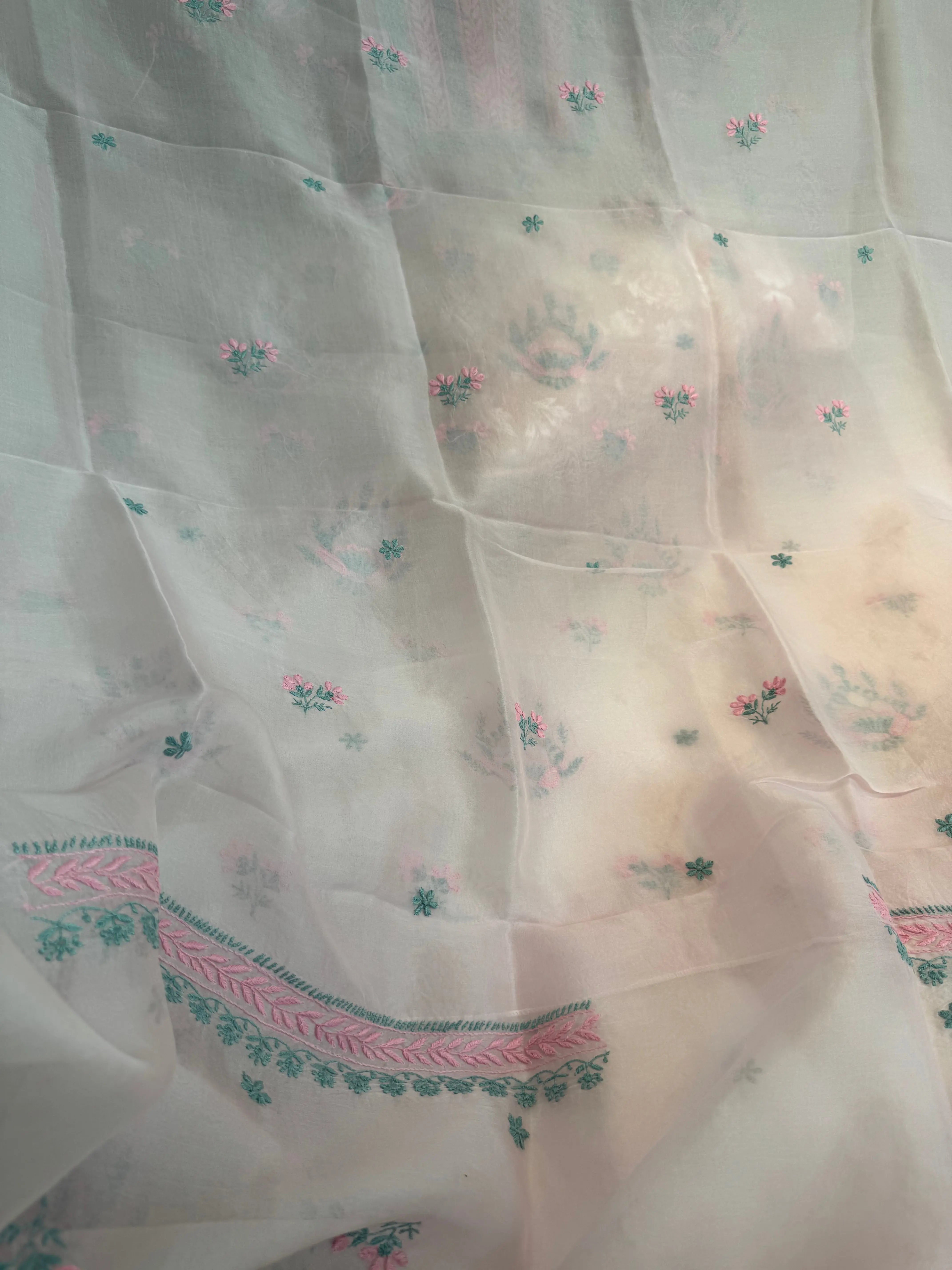 Organza Length with Dupatta - Pink ARIAA CHIKANKARI 