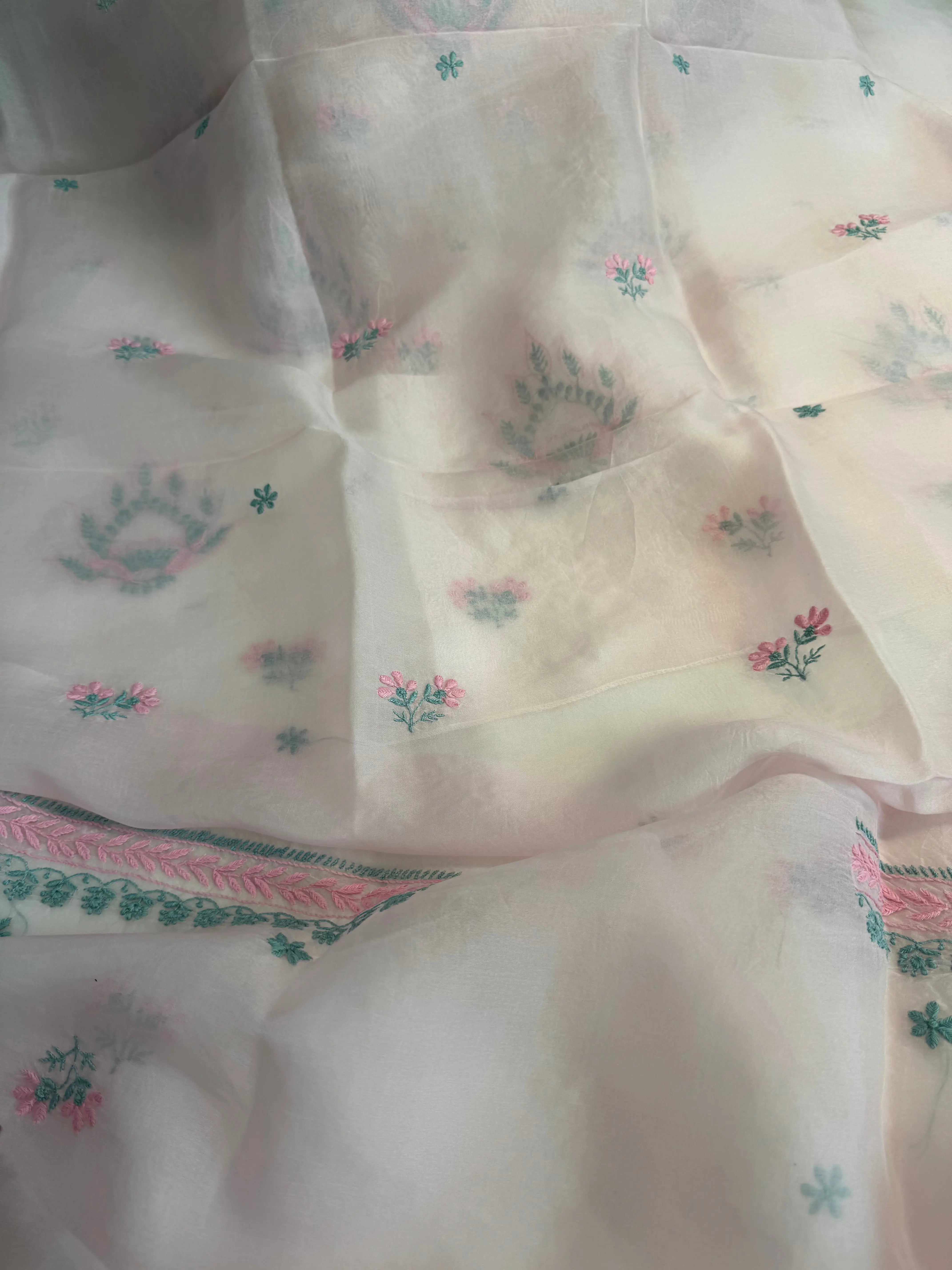 Organza Length with Dupatta - Pink ARIAA CHIKANKARI 