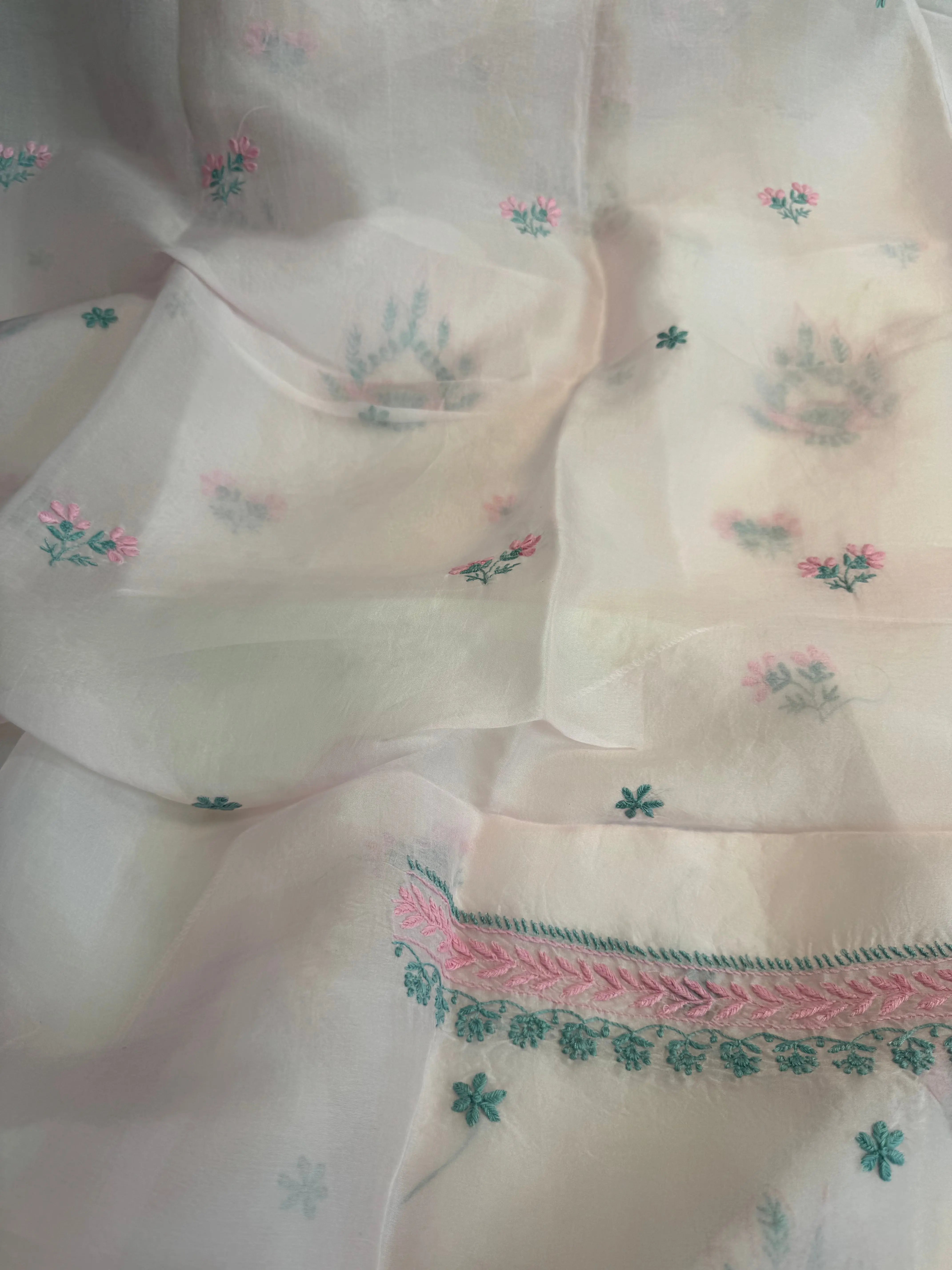 Organza Length with Dupatta - Pink ARIAA CHIKANKARI 