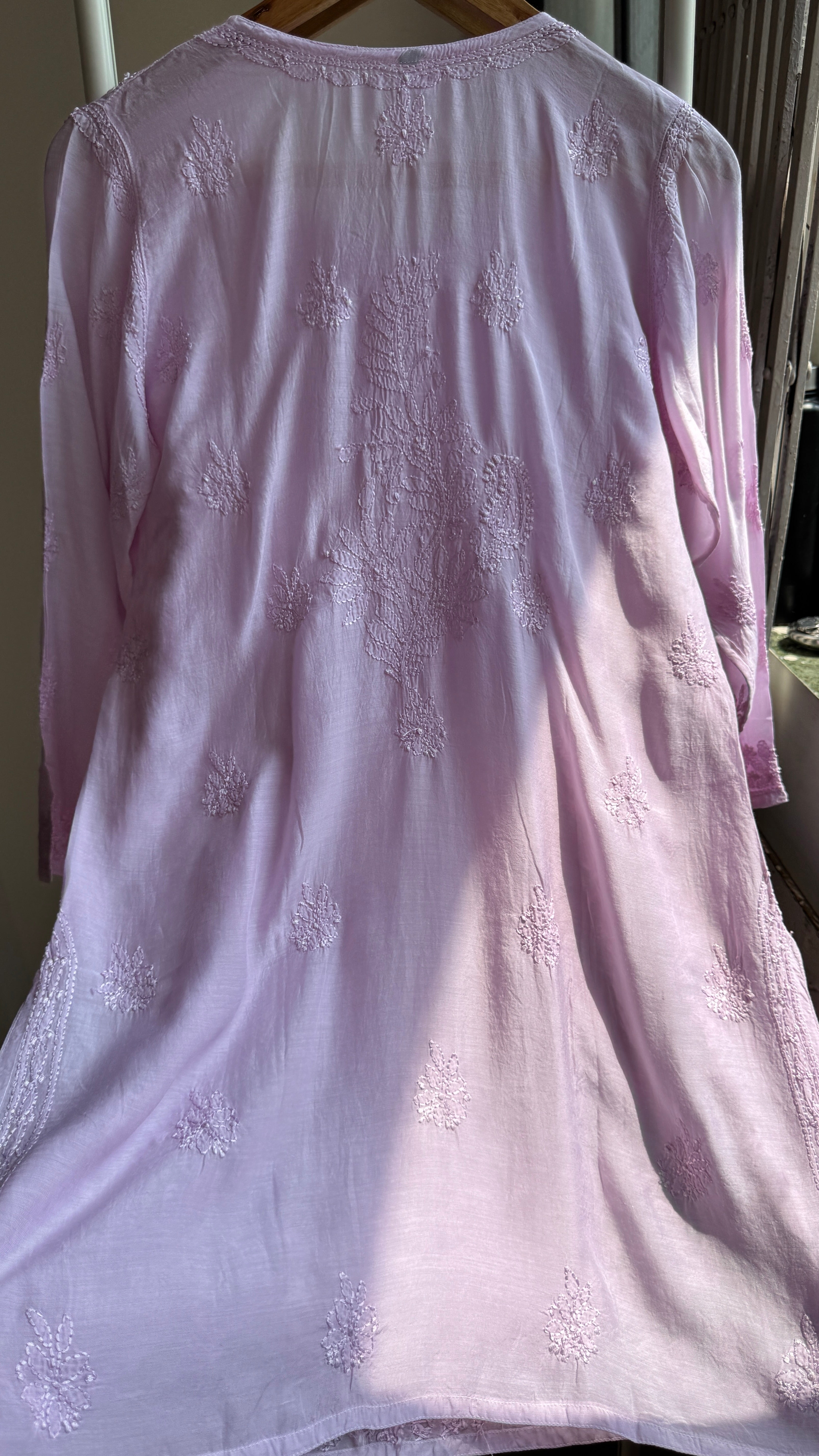 Chikankari Muslin short Top in Lilac - HOOR Collection