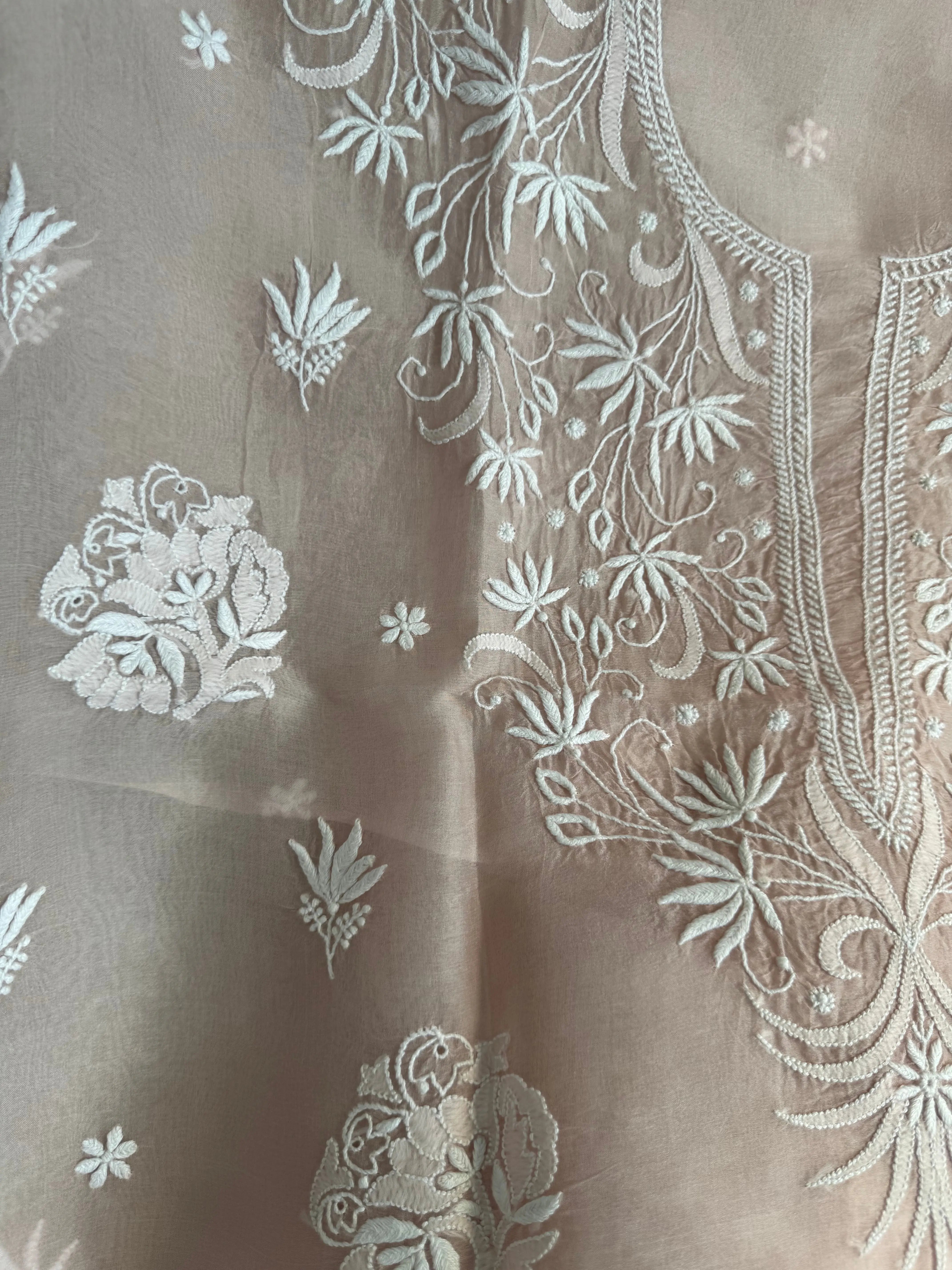 Organza Length with Dupatta - Pink ARIAA CHIKANKARI 