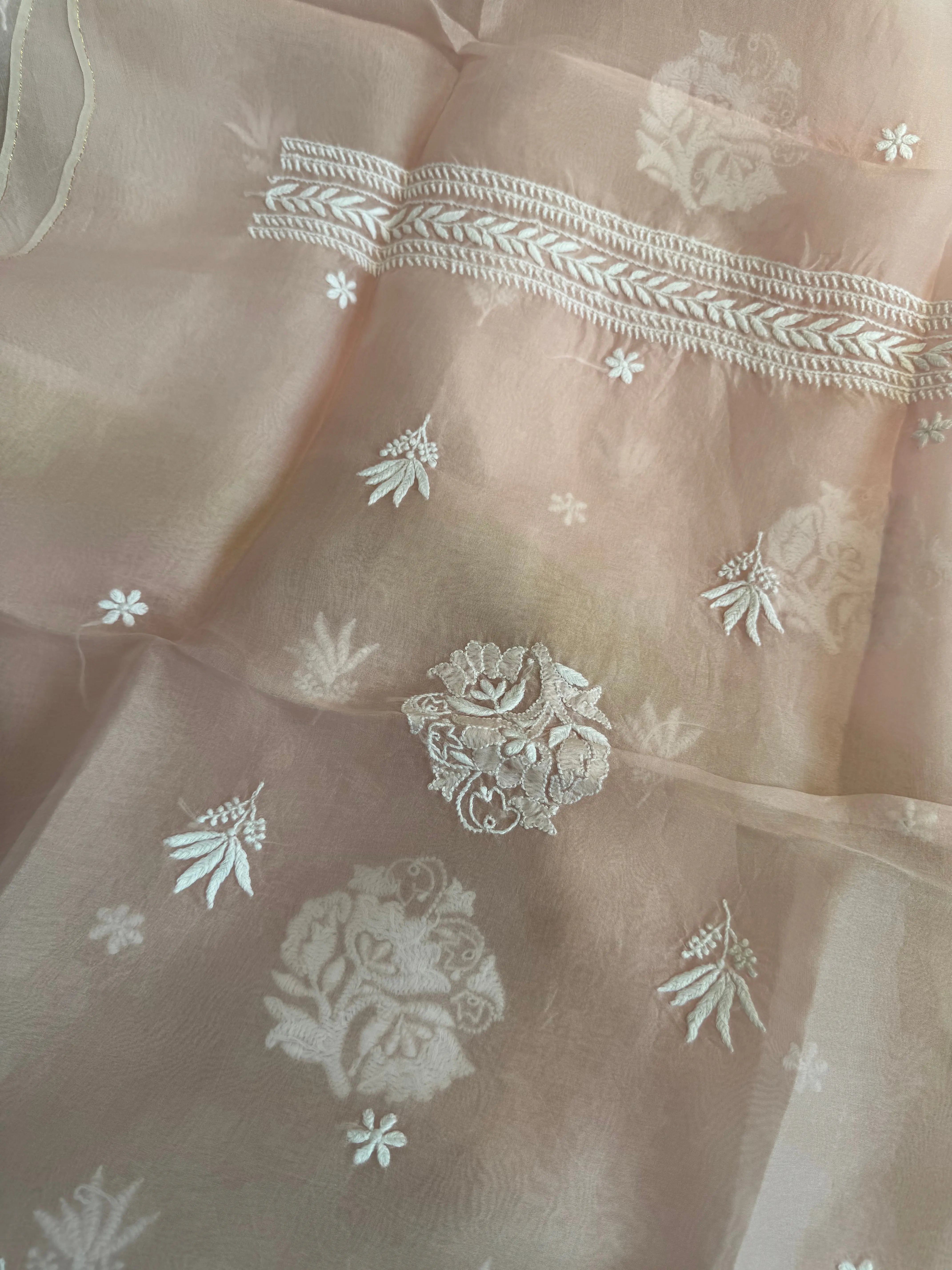 Organza Length with Dupatta - Pink ARIAA CHIKANKARI 