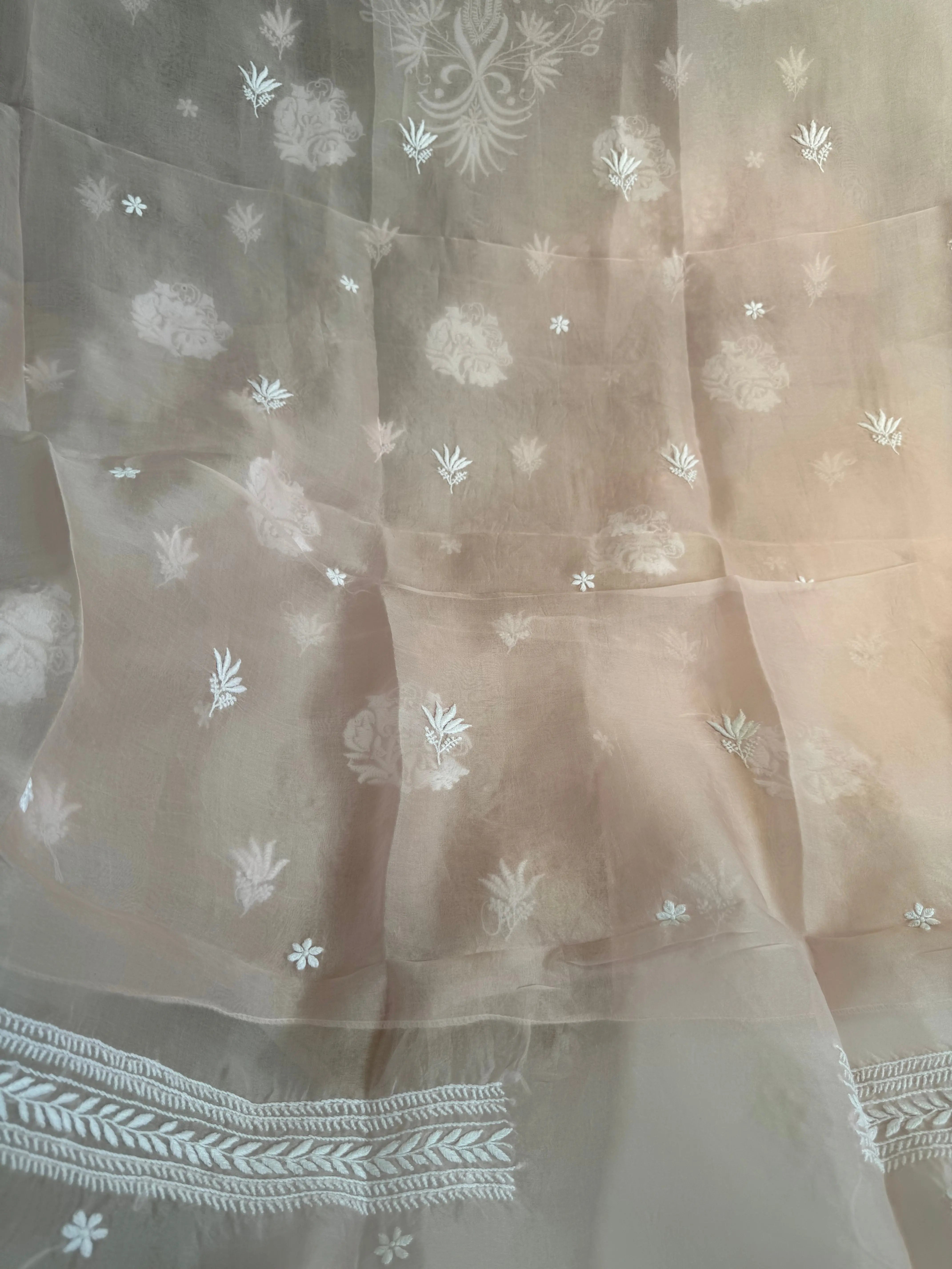 Organza Length with Dupatta - Pink ARIAA CHIKANKARI 