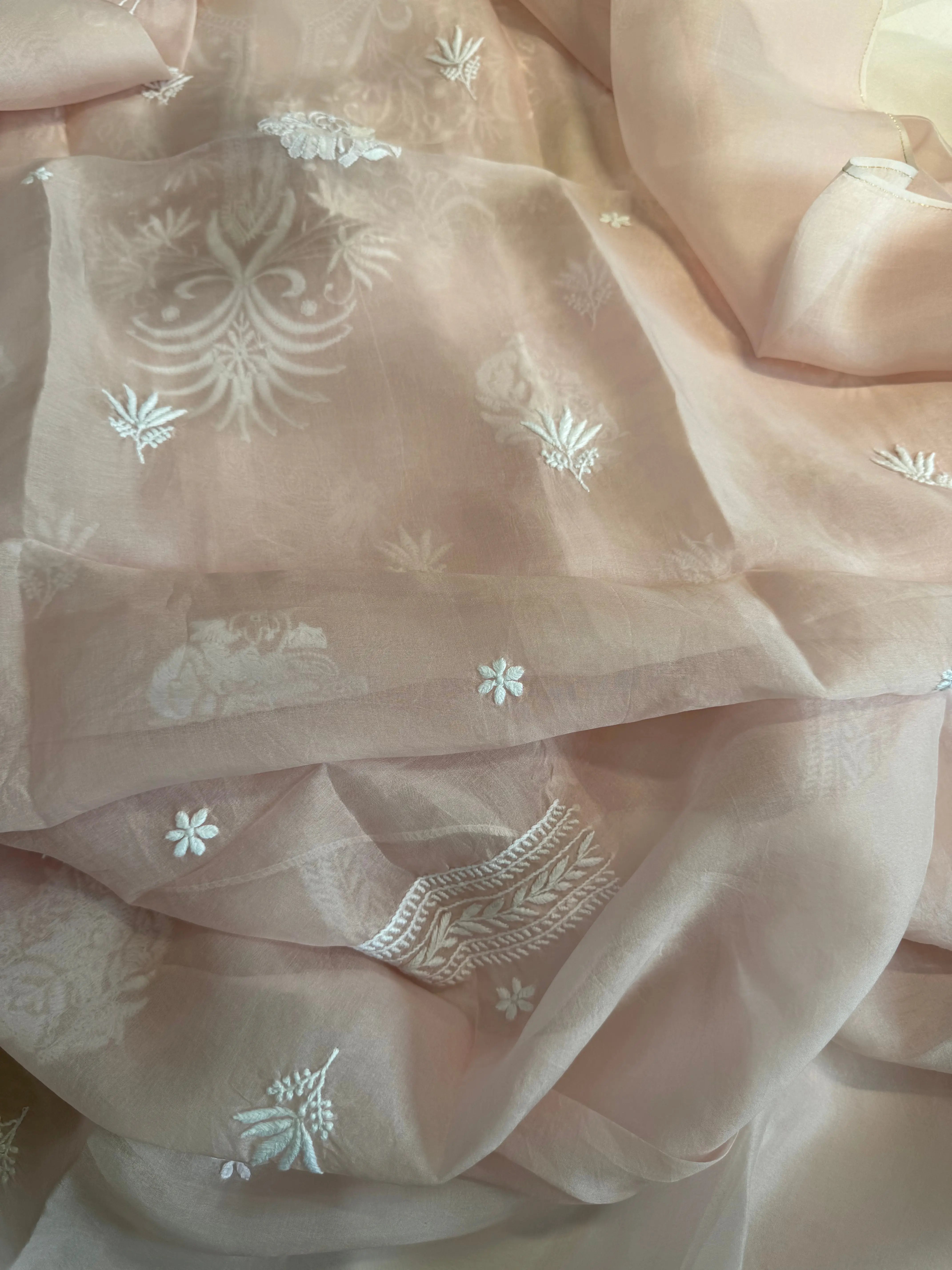 Organza Length with Dupatta - Pink ARIAA CHIKANKARI 